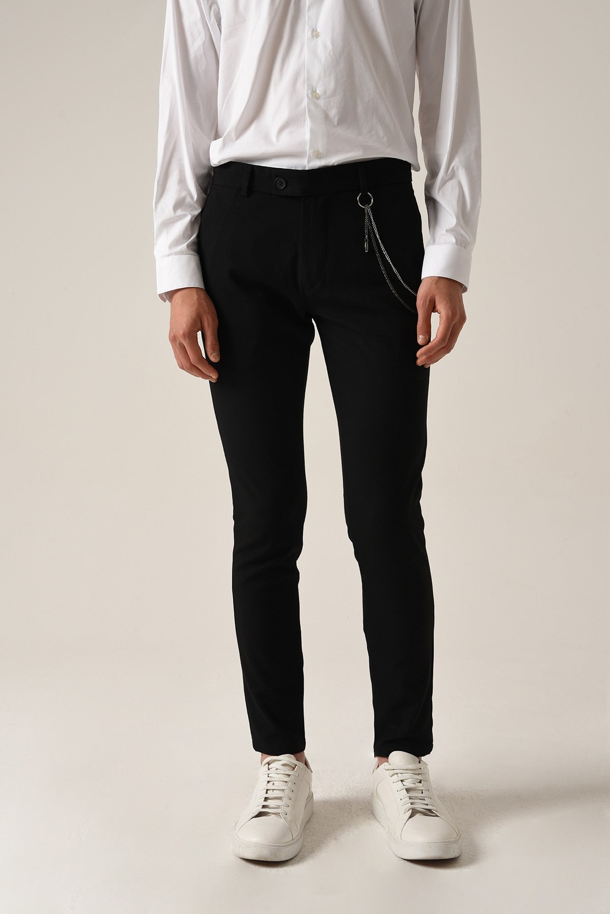 Men's Accessories: Slim-Fit Pants with Detailed Design