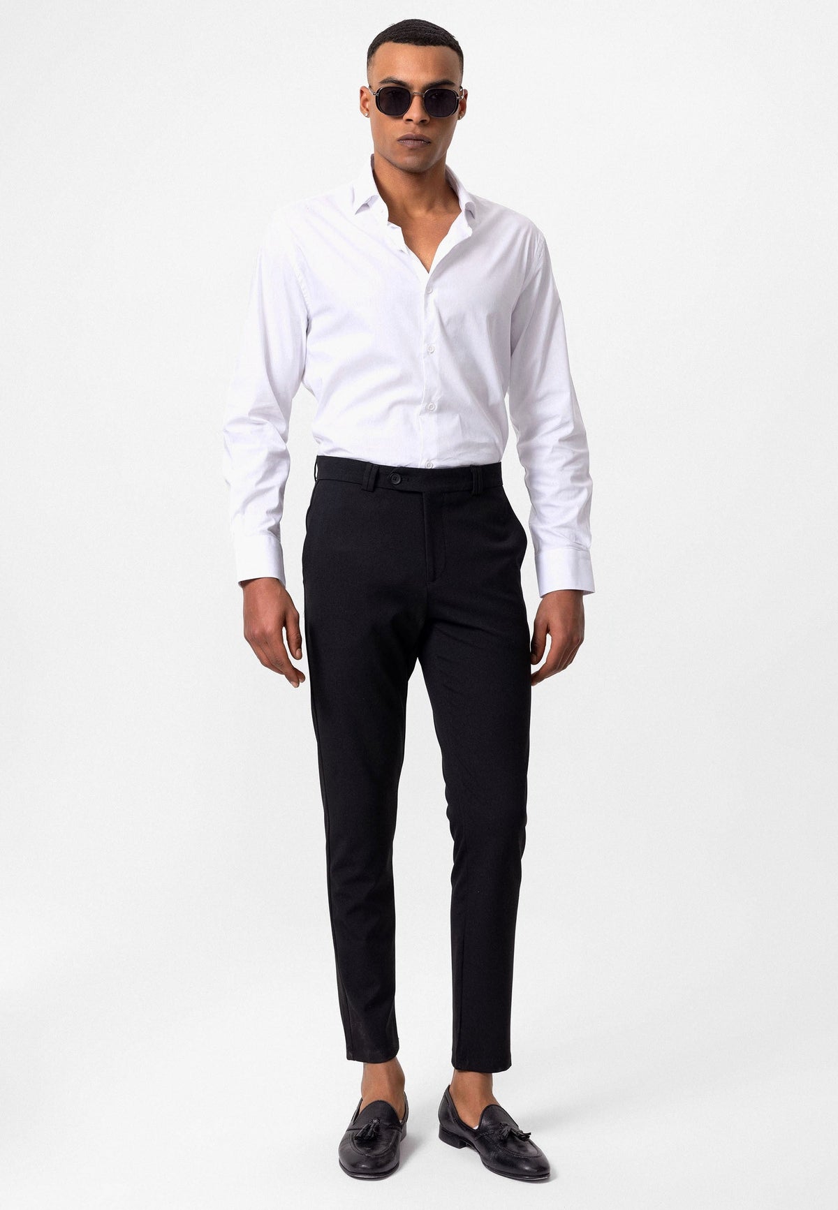 Men's Slim-Fit Solid-Color Fabric Pants with Accents