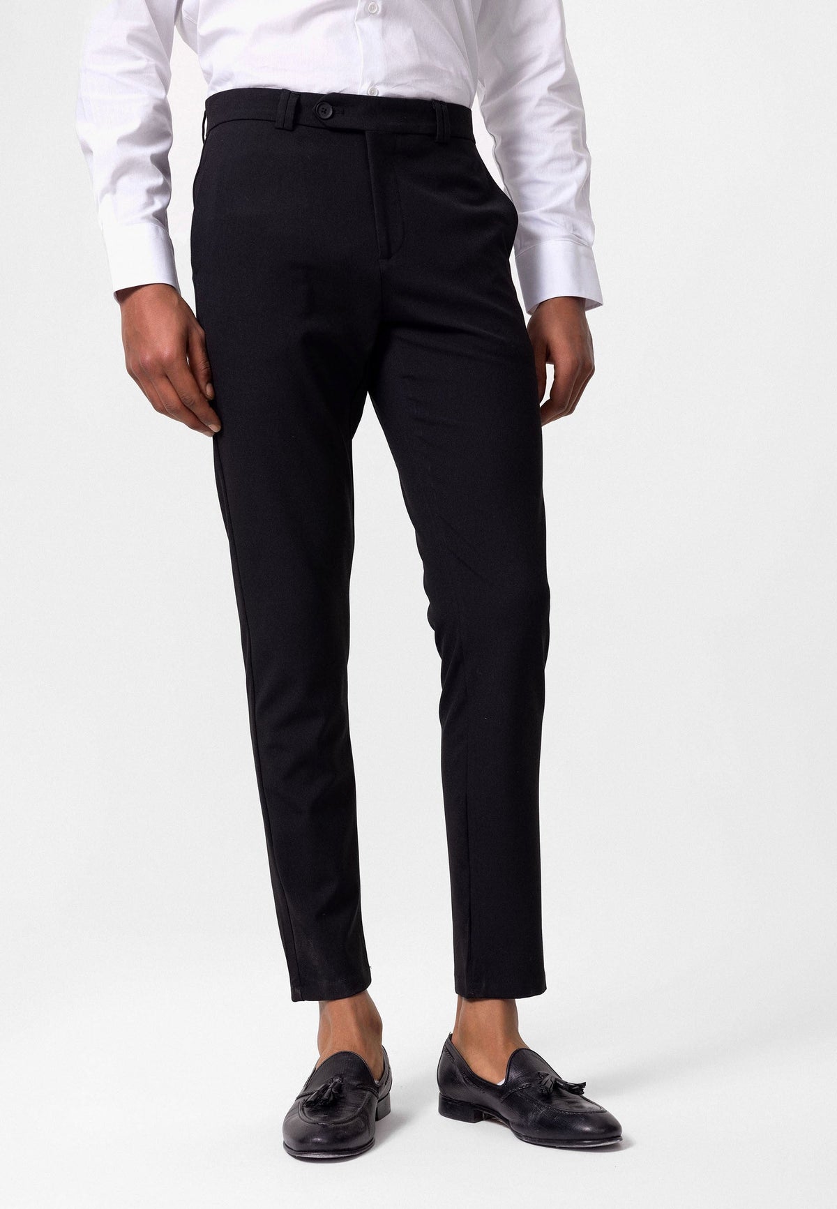 Men's Slim-Fit Solid-Color Fabric Pants with Accents
