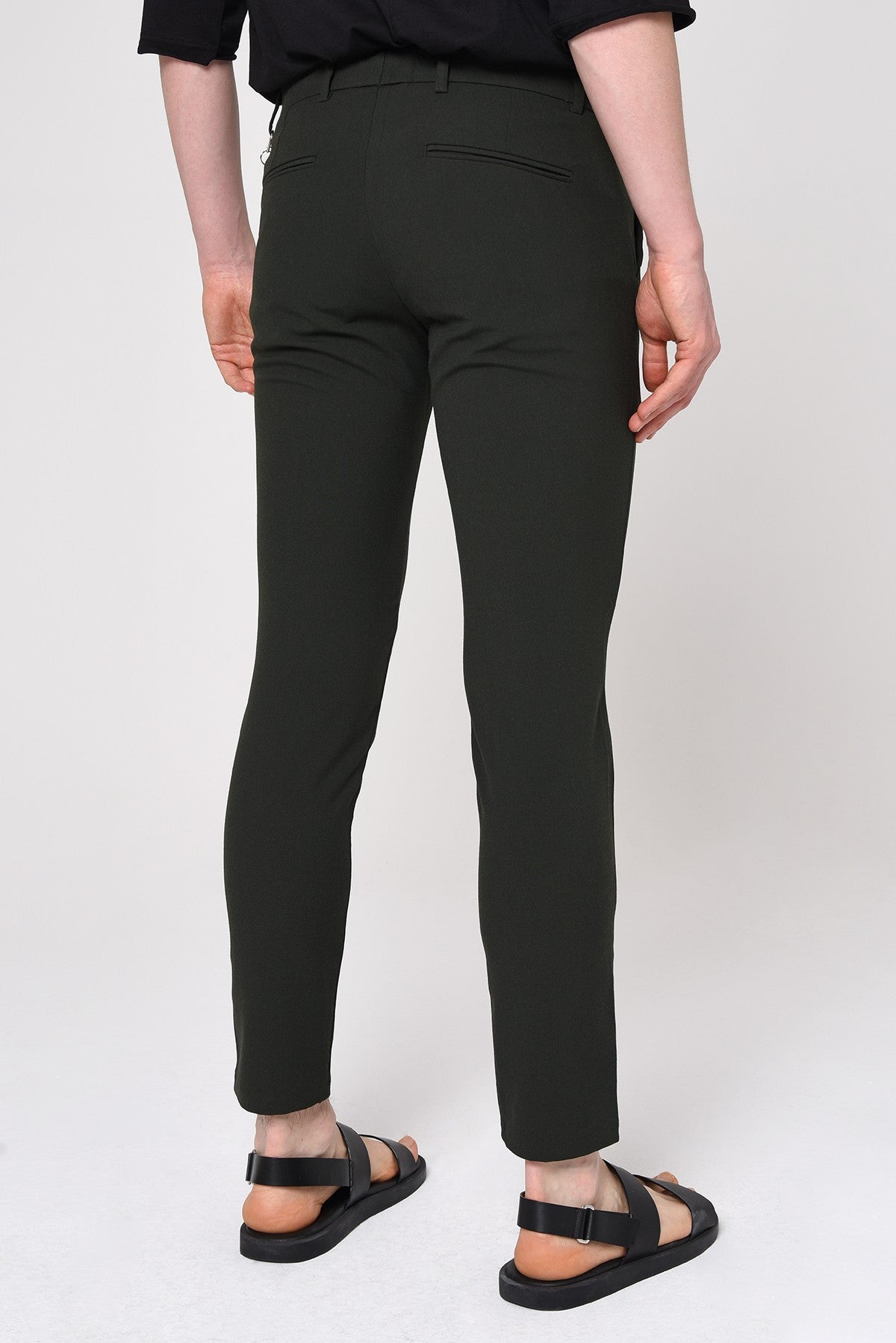Men's Slim-Fit Solid-Color Fabric Pants with Accents