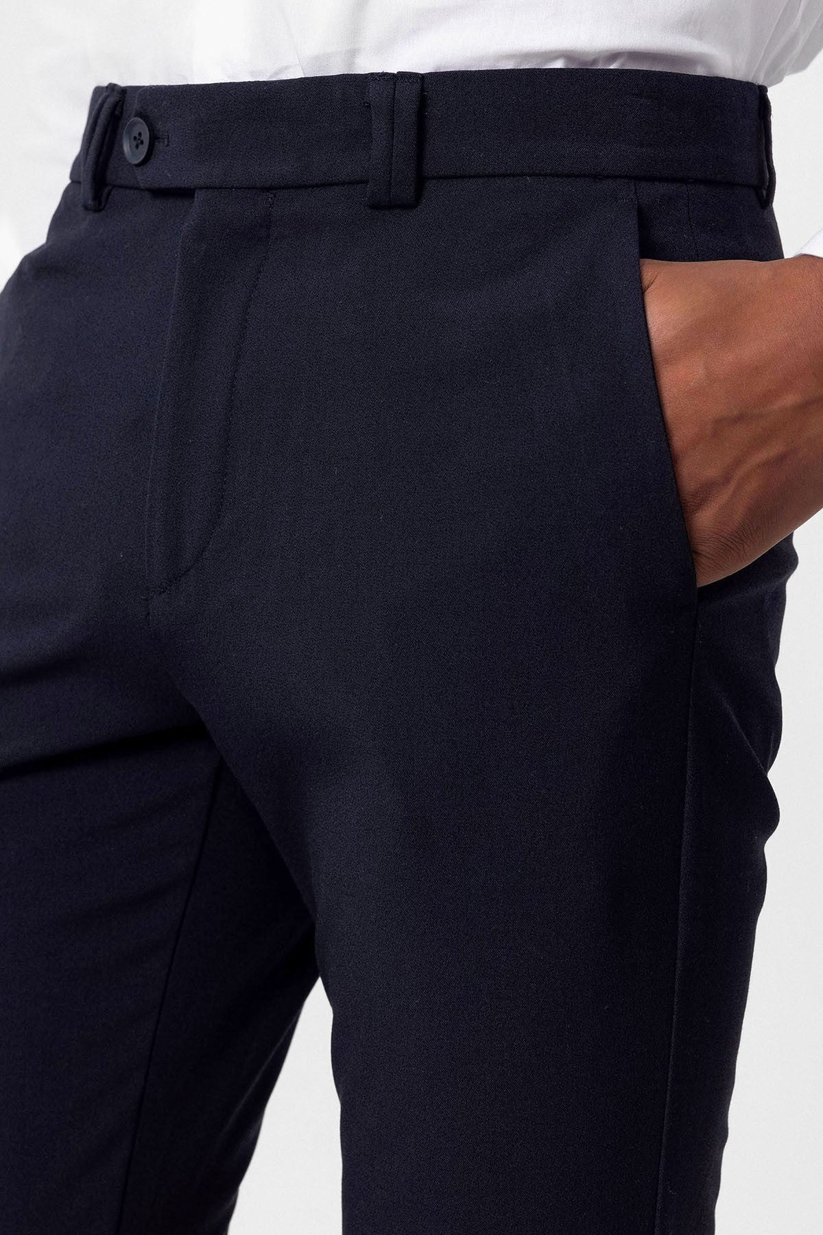 Men's Slim-Fit Solid-Color Fabric Pants with Accents