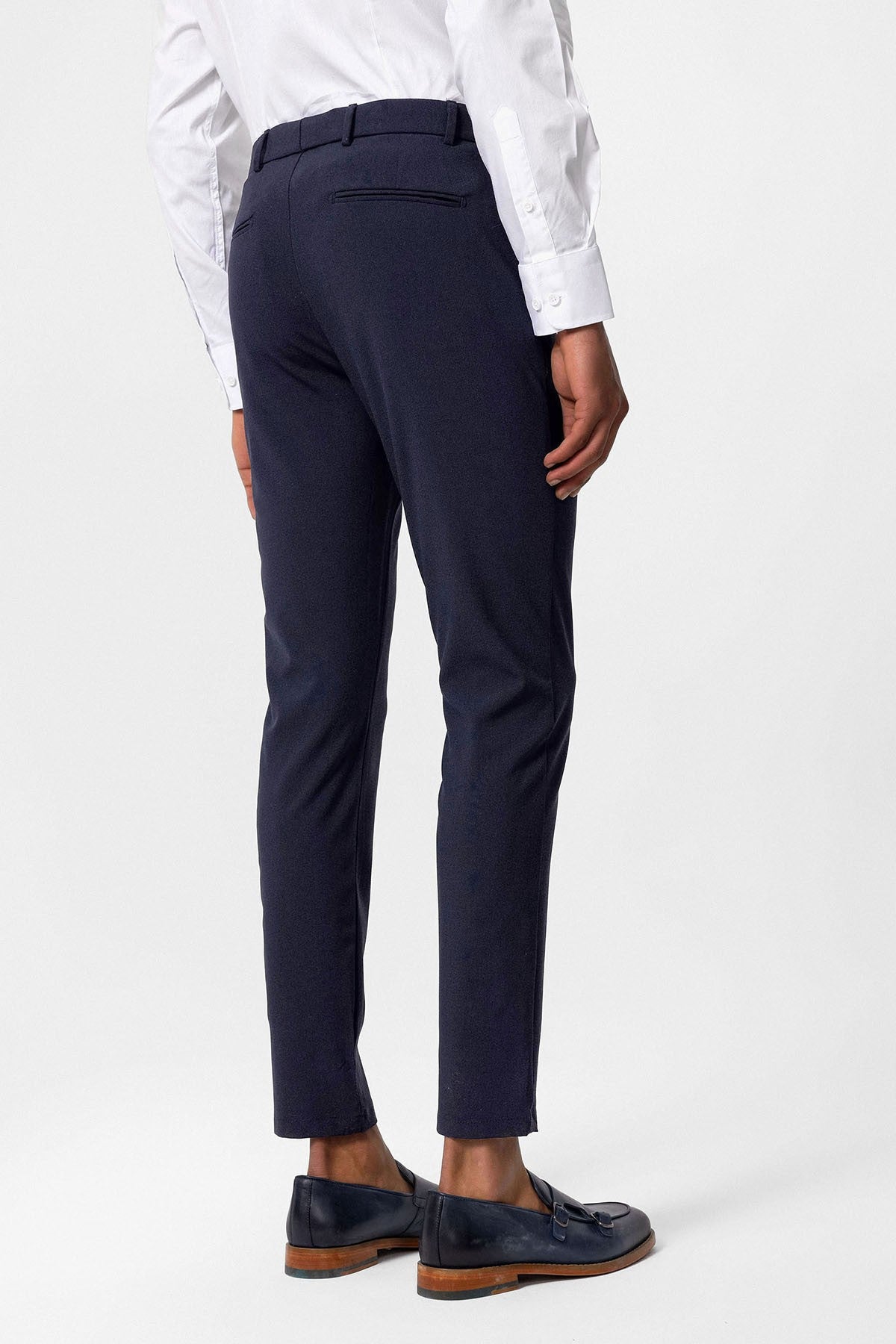 Men's Slim-Fit Solid-Color Fabric Pants with Accents