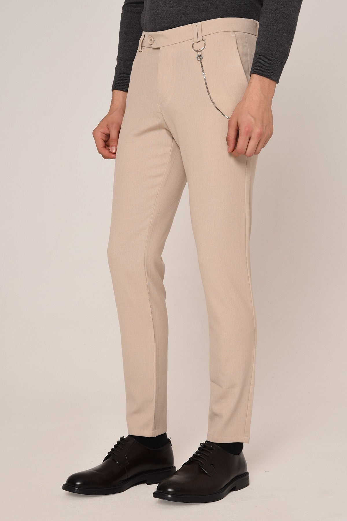 Men's Slim-Fit Solid-Color Fabric Pants with Accents