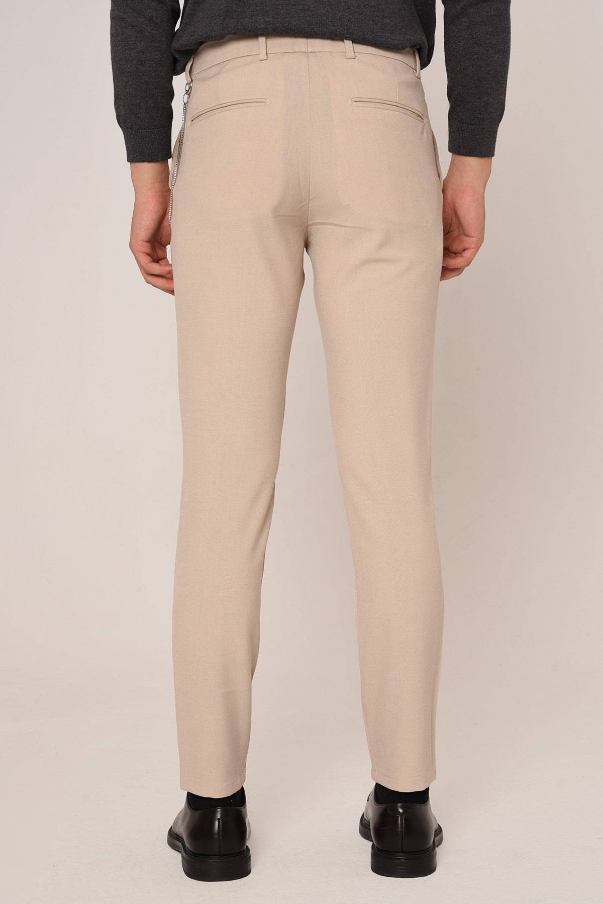 Men's Slim-Fit Solid-Color Fabric Pants with Accents
