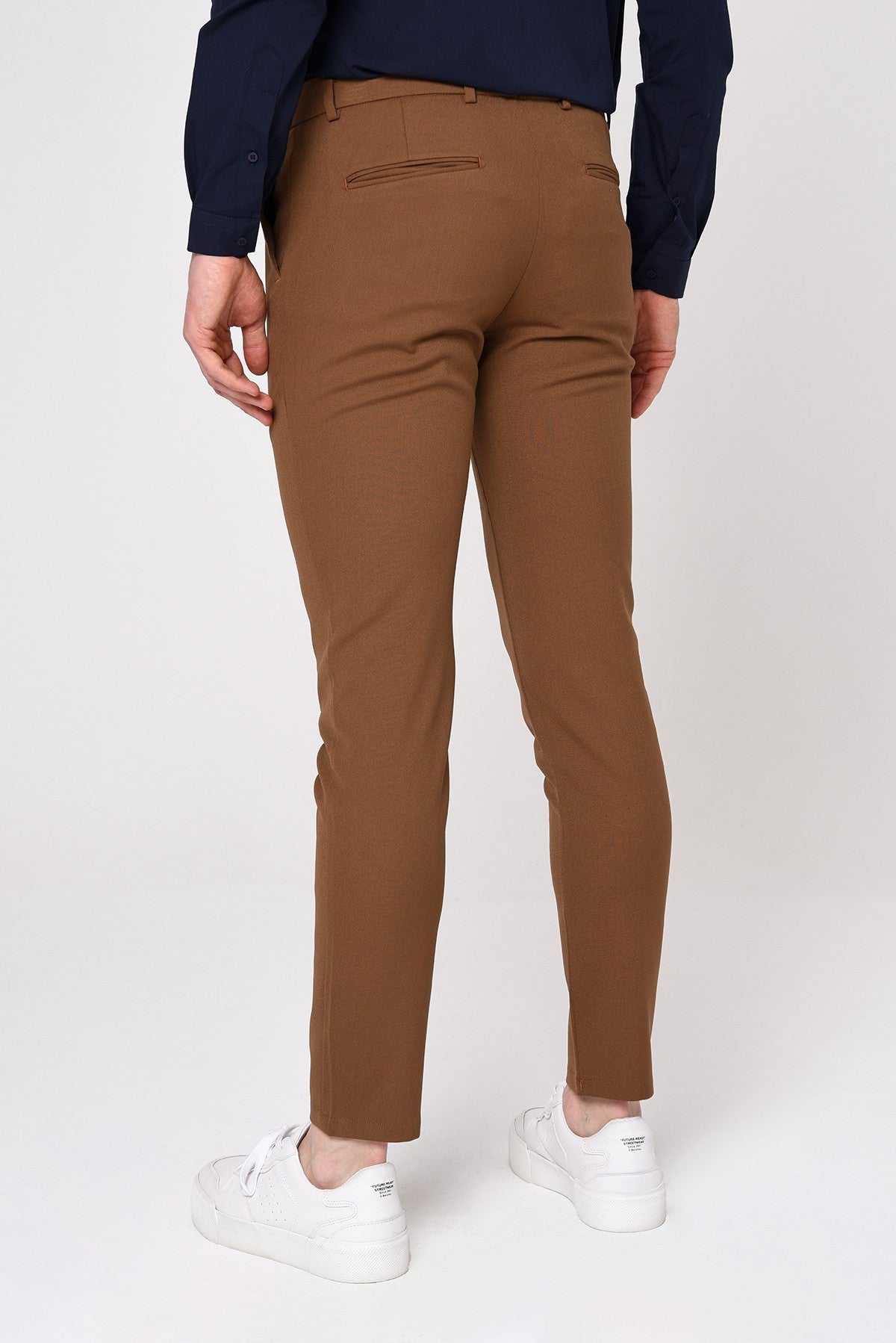 Men's Slim-Fit Solid-Color Fabric Pants with Accents