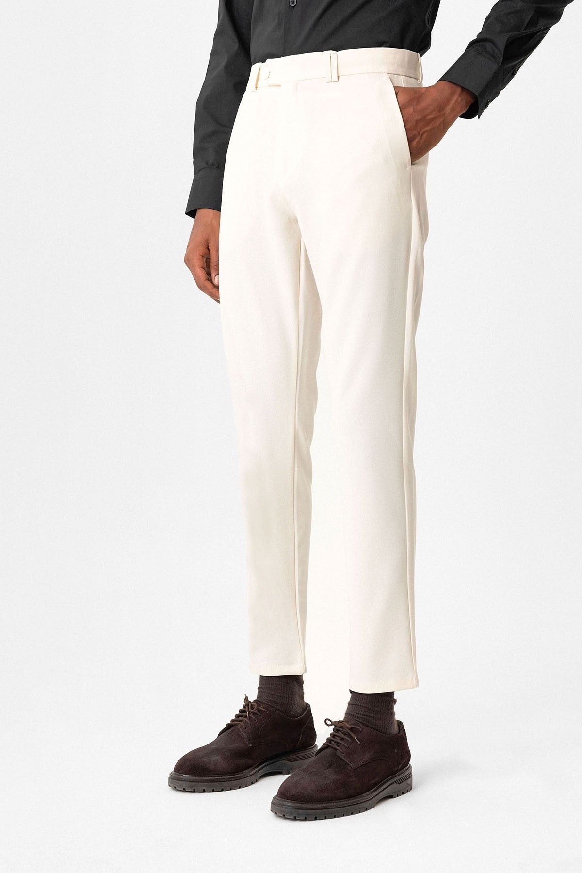Men's Slim-Fit Solid-Color Fabric Pants with Accents