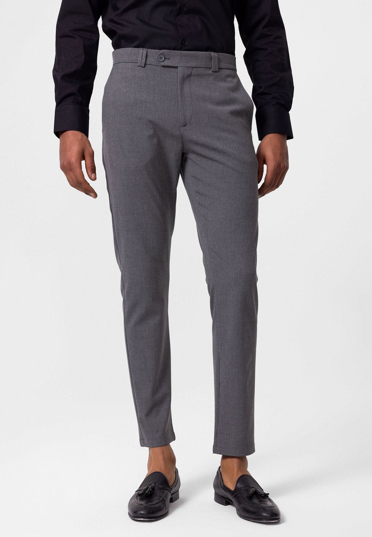 Men's Slim-Fit Solid-Color Fabric Pants with Accents