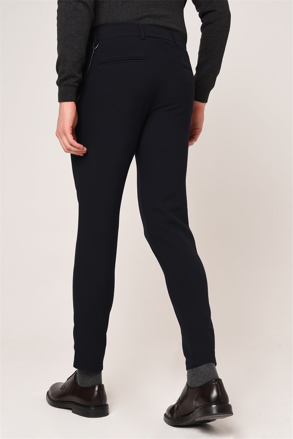 Men's Slim-Fit Solid-Color Fabric Pants with Accents
