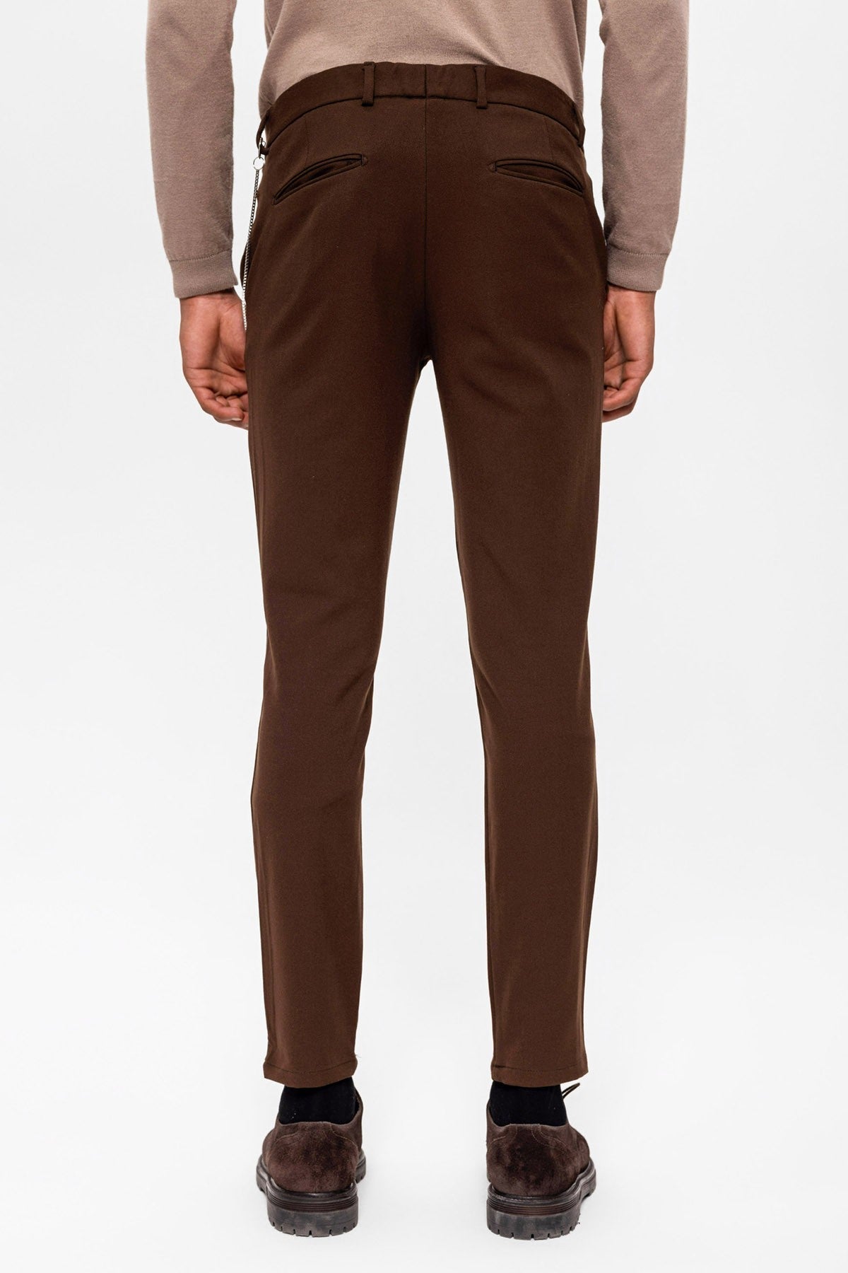 Men's Slim-Fit Solid-Color Fabric Pants with Accents