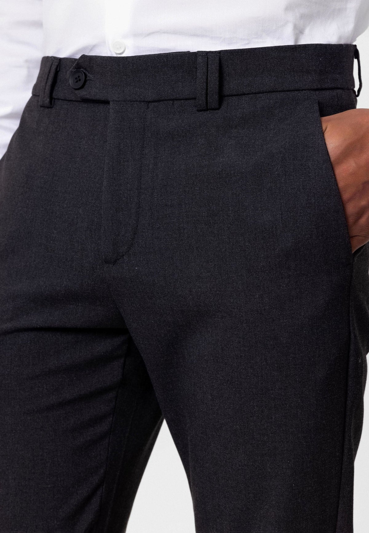 Men's Slim-Fit Solid-Color Fabric Pants with Accents