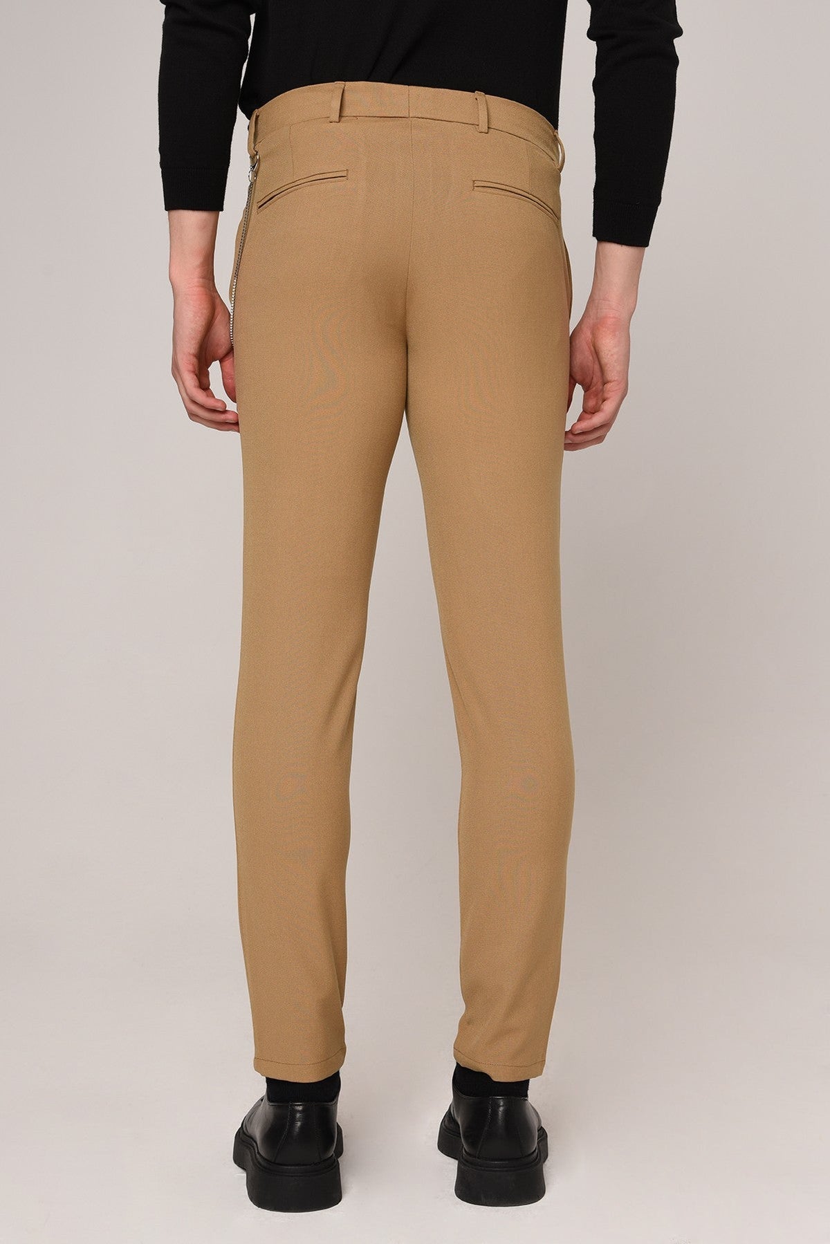 Men's Slim-Fit Solid-Color Fabric Pants with Accents