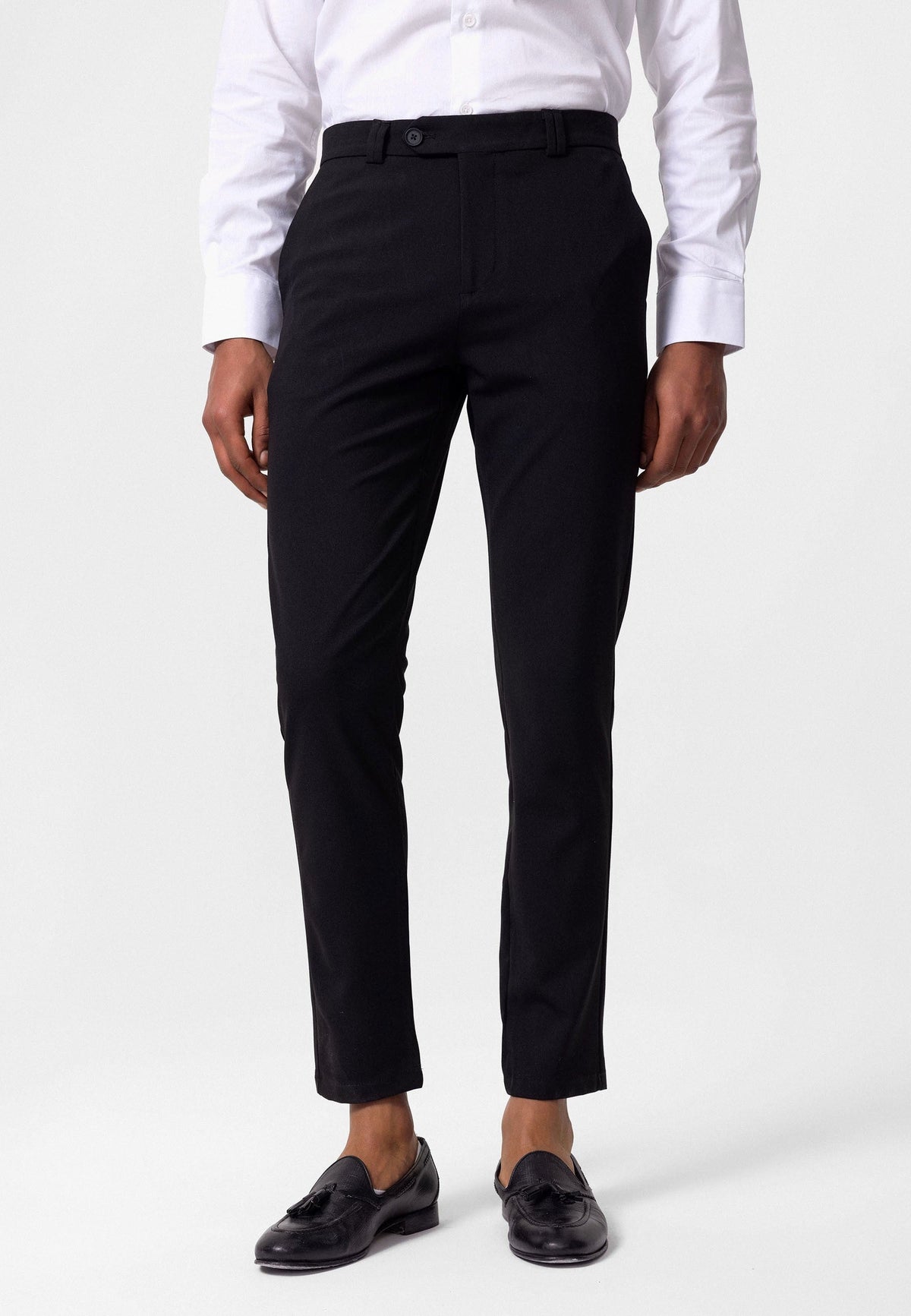 Men's Slim-Fit Solid-Color Fabric Pants with Accents