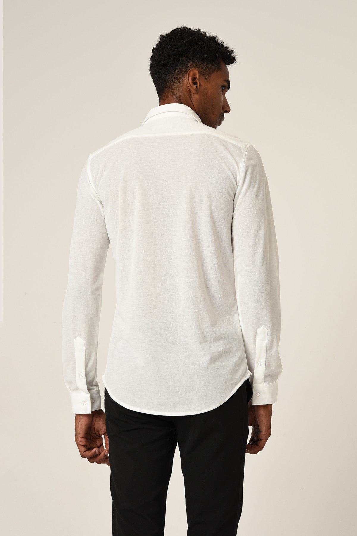 Antioch Men's Long-Sleeve Slim-Fit Knit Shirt with Hidden Buttons