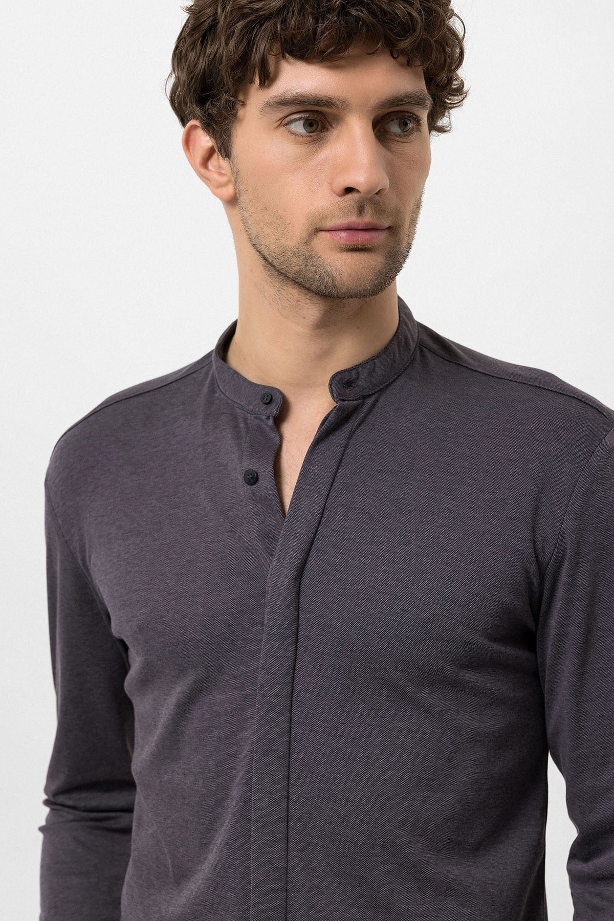 Antioch Men's Judge-Collar Hidden-Button Long-Sleeve Slim-Fit Shirt