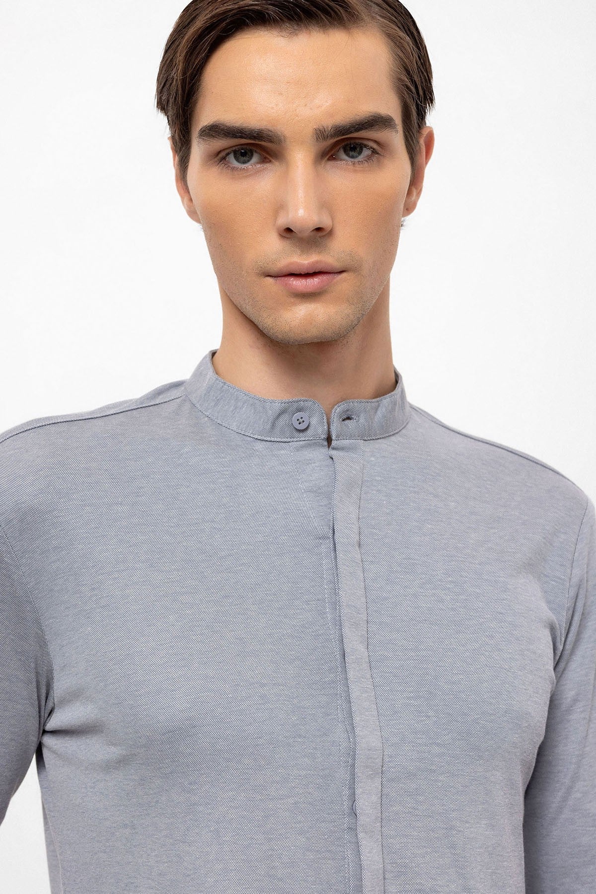 Antioch Men's Judge-Collar Hidden-Button Long-Sleeve Slim-Fit Shirt
