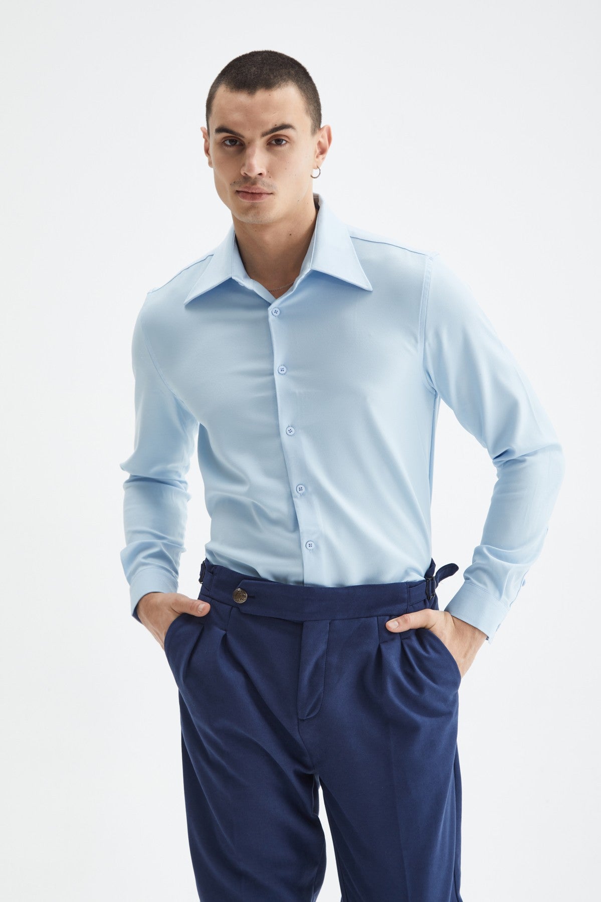 Antioch Slim-Fit Men's Long-Sleeve Shirt with a Wide Collar