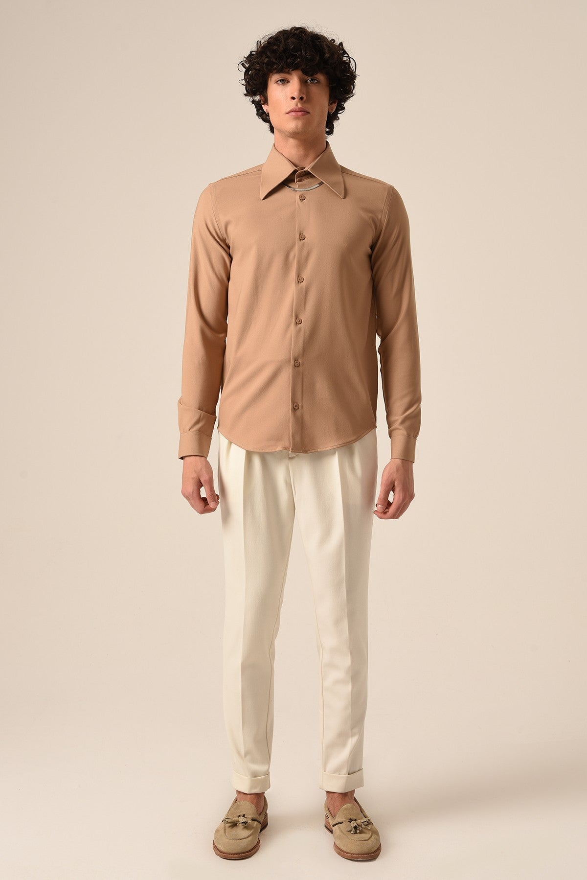 Antioch Slim-Fit Men's Long-Sleeve Shirt with a Wide Collar