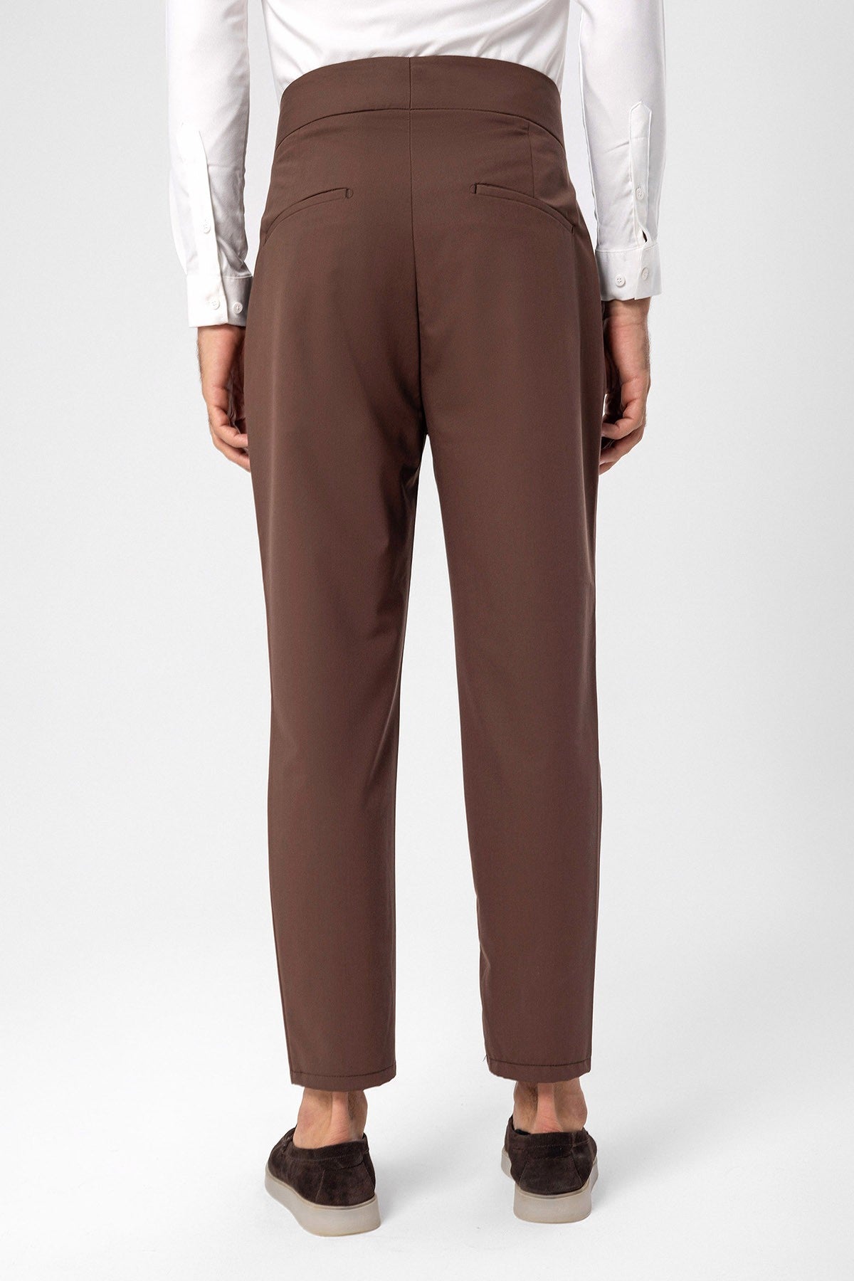 Antioch High-Waisted Belted Pleated Fabric Pants