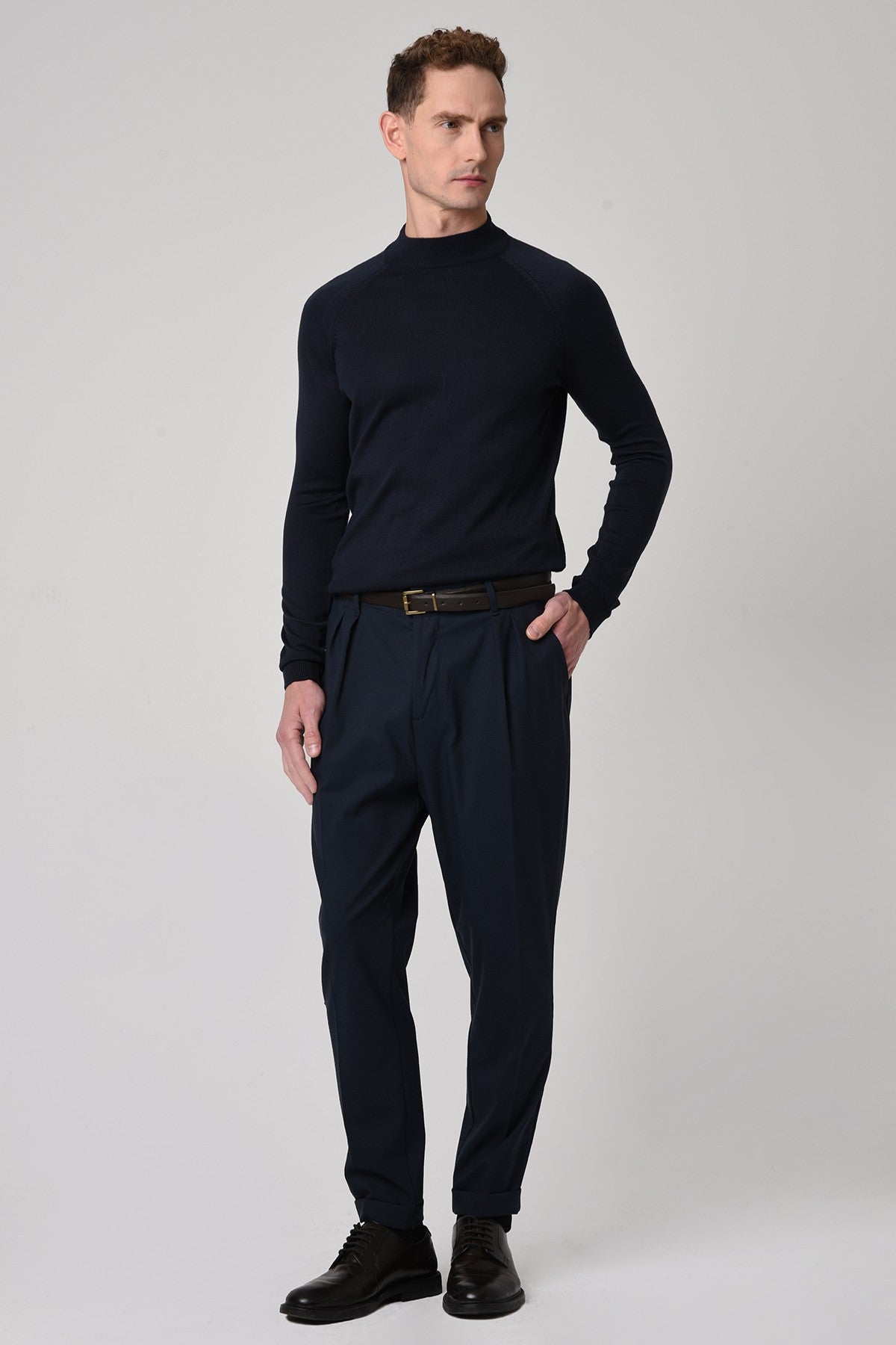 Slim-Fit Knit Sweater with a Half-Boat Neck