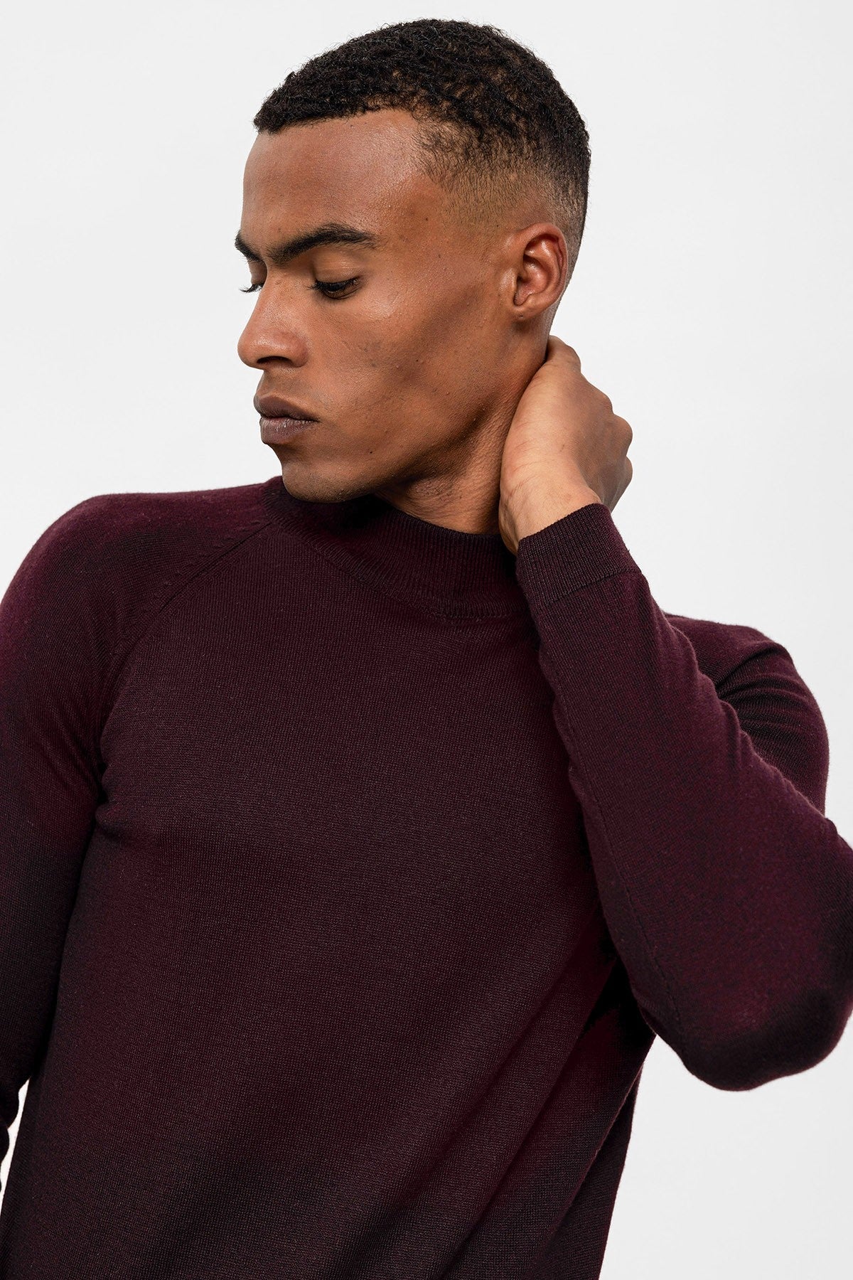 Slim-Fit Knit Sweater with a Half-Boat Neck