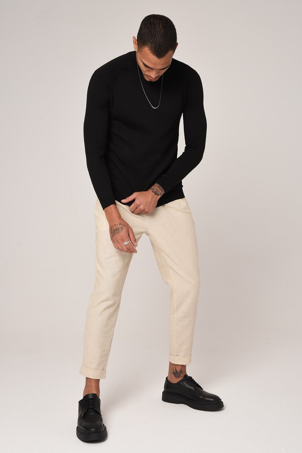 Slim-Fit Knit Sweater with a Half-Boat Neck