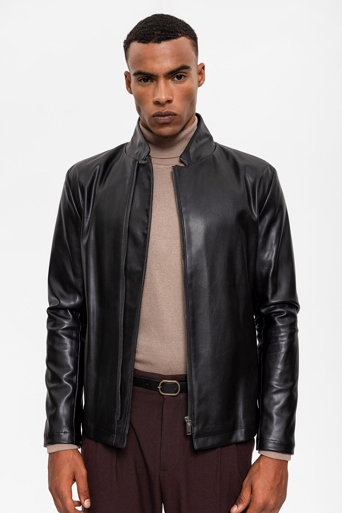 Antioch Stand-Up Collar Leather Jacket