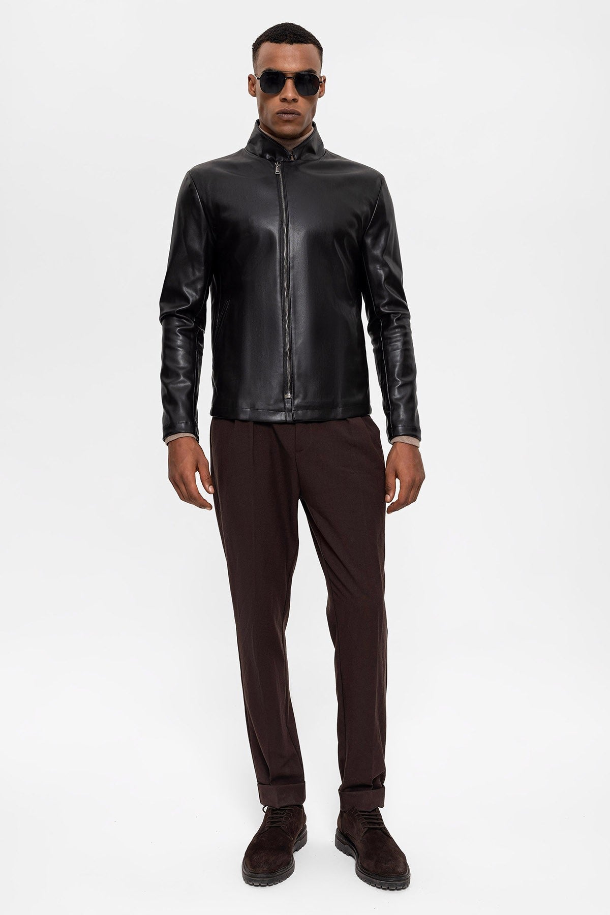 Antioch Stand-Up Collar Leather Jacket