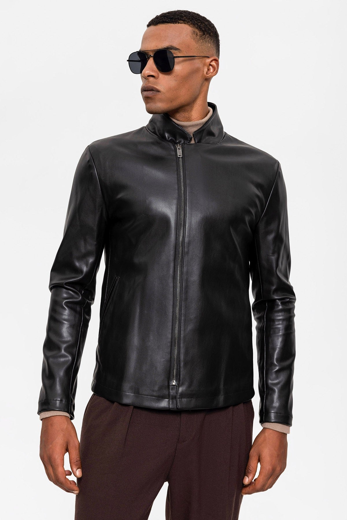 Antioch Stand-Up Collar Leather Jacket