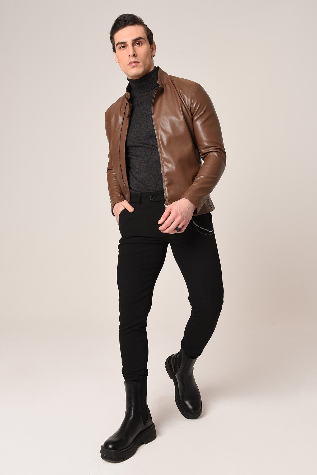 Antioch Stand-Up Collar Leather Jacket
