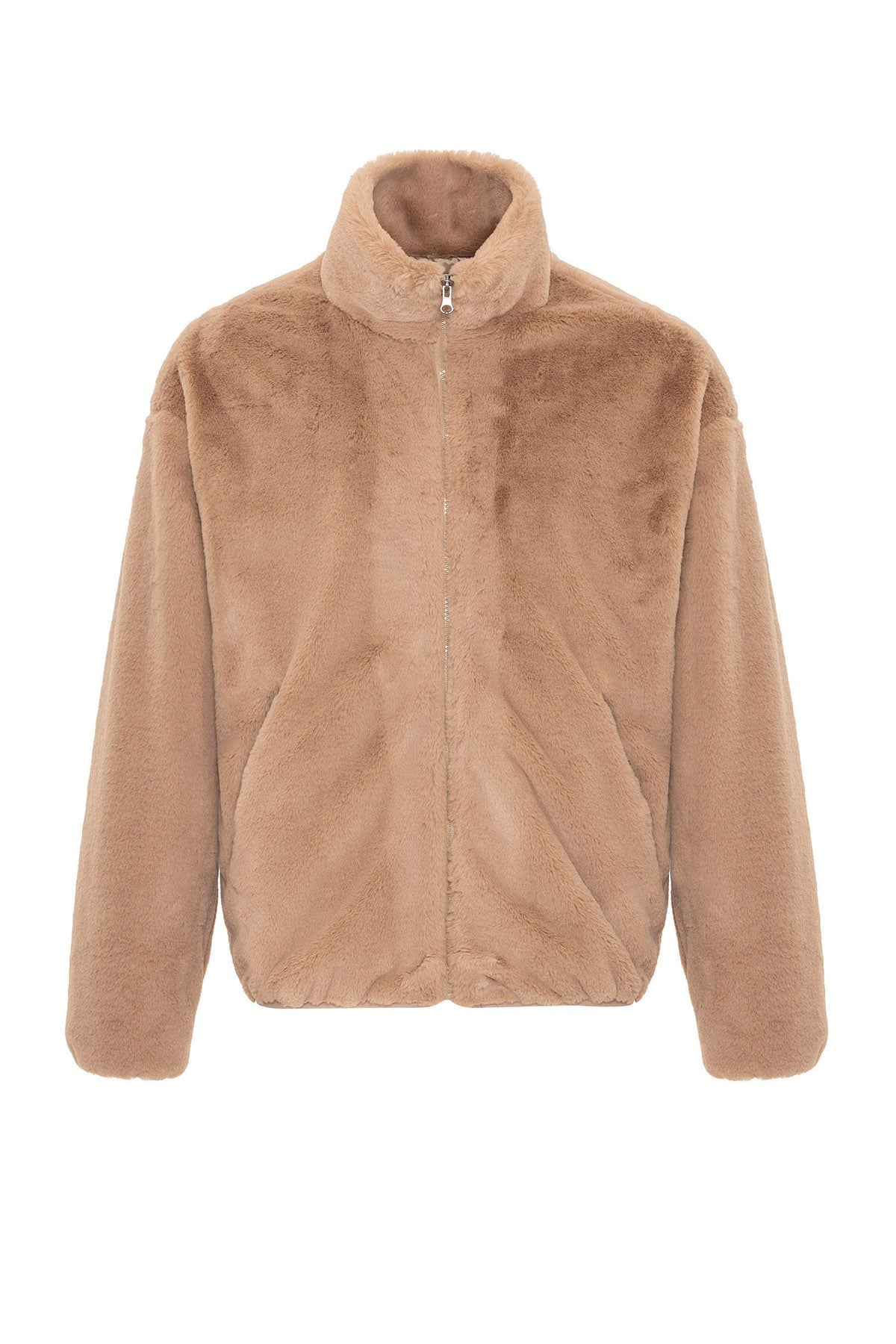 Antioch Men's Stand-Up Collar Faux Fur Coat
