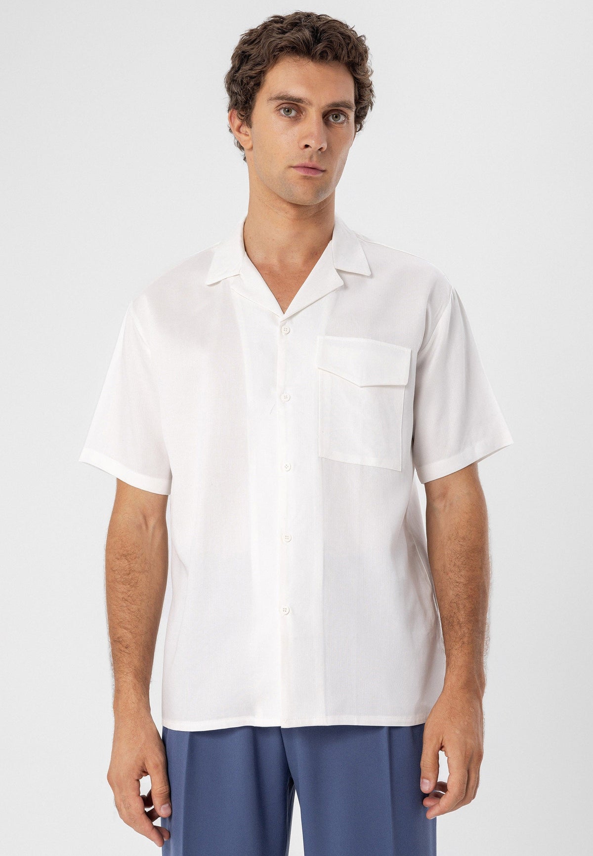 Men's Shirt with Apache Collar and Pocket Details