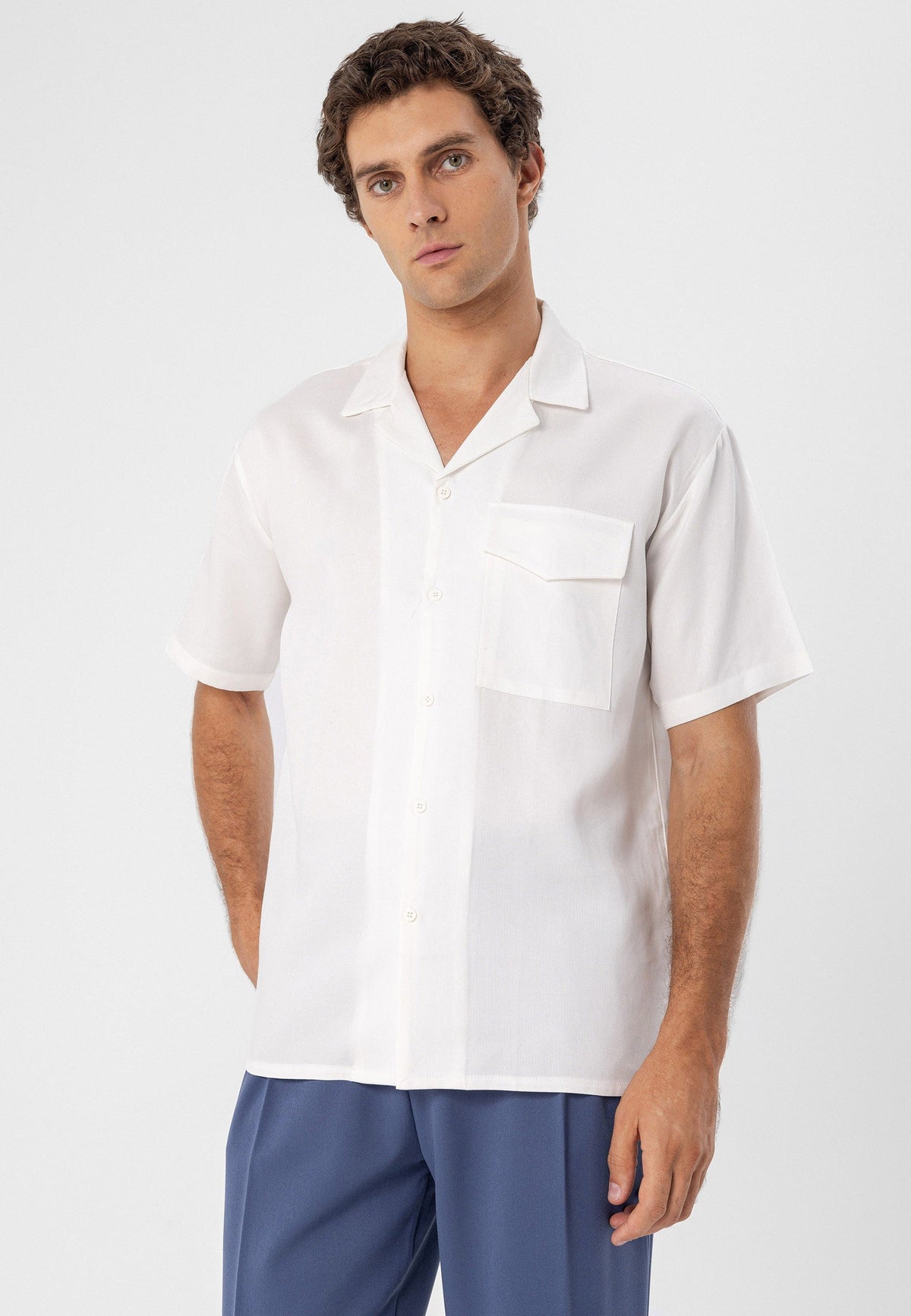 Men's Shirt with Apache Collar and Pocket Details