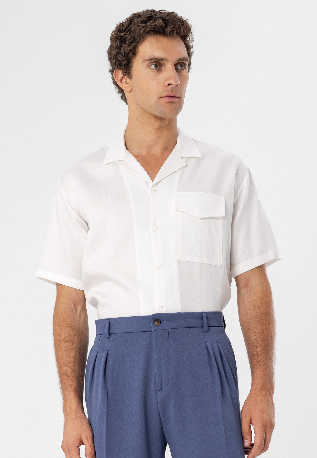 Men's Shirt with Apache Collar and Pocket Details