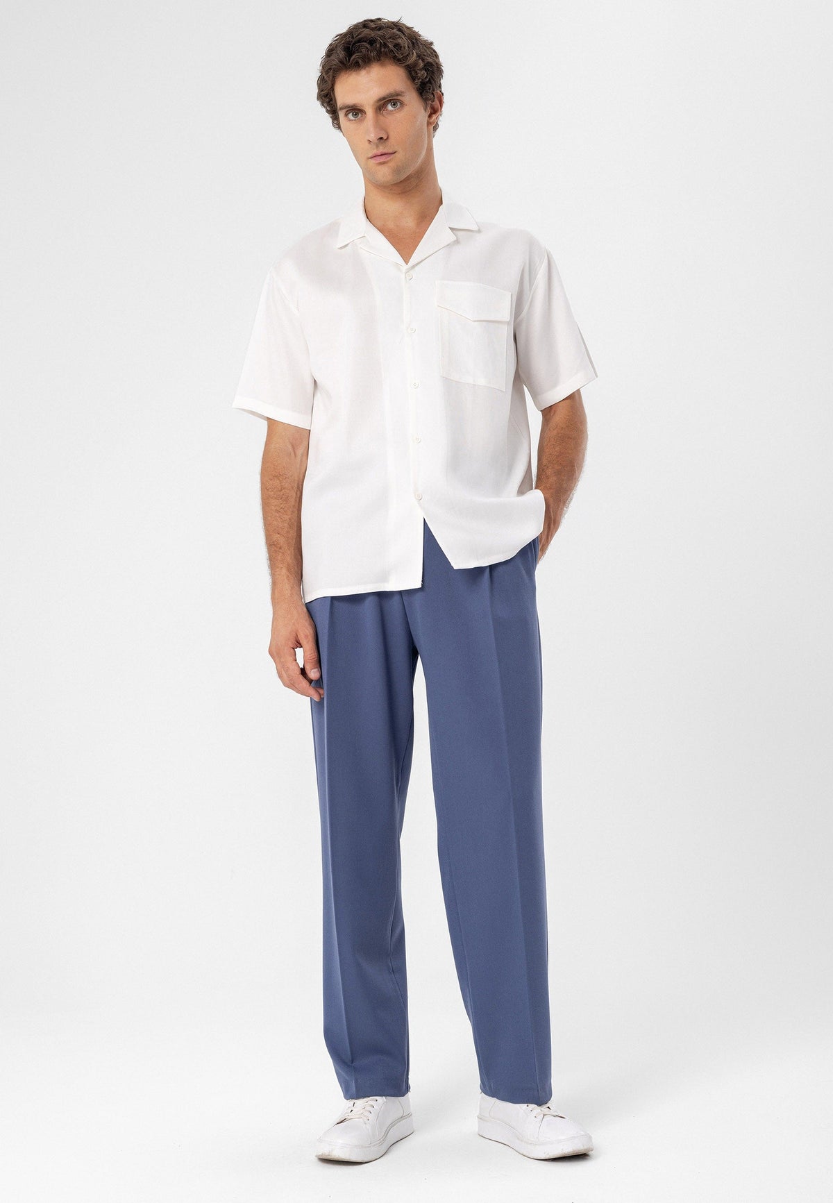 Men's Shirt with Apache Collar and Pocket Details