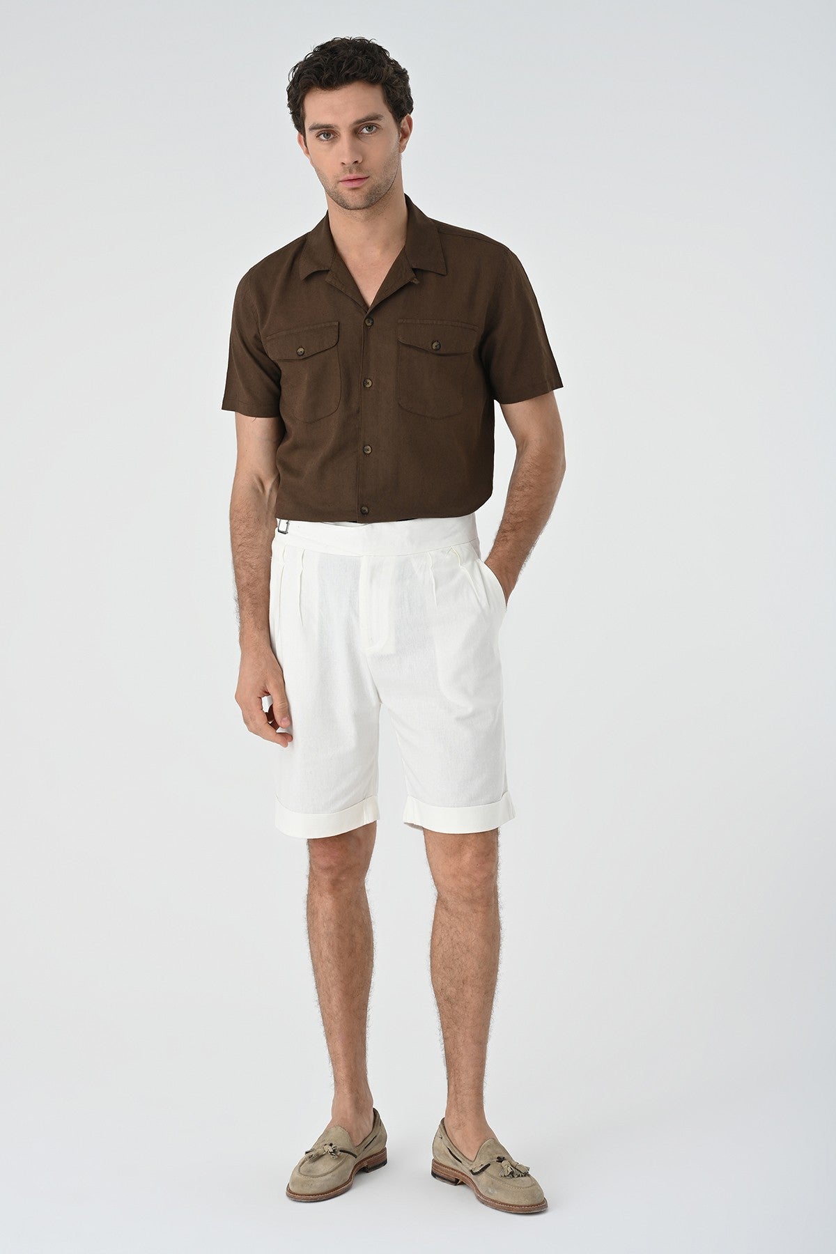 Men's Shirt with Apache Collar and Pocket Details