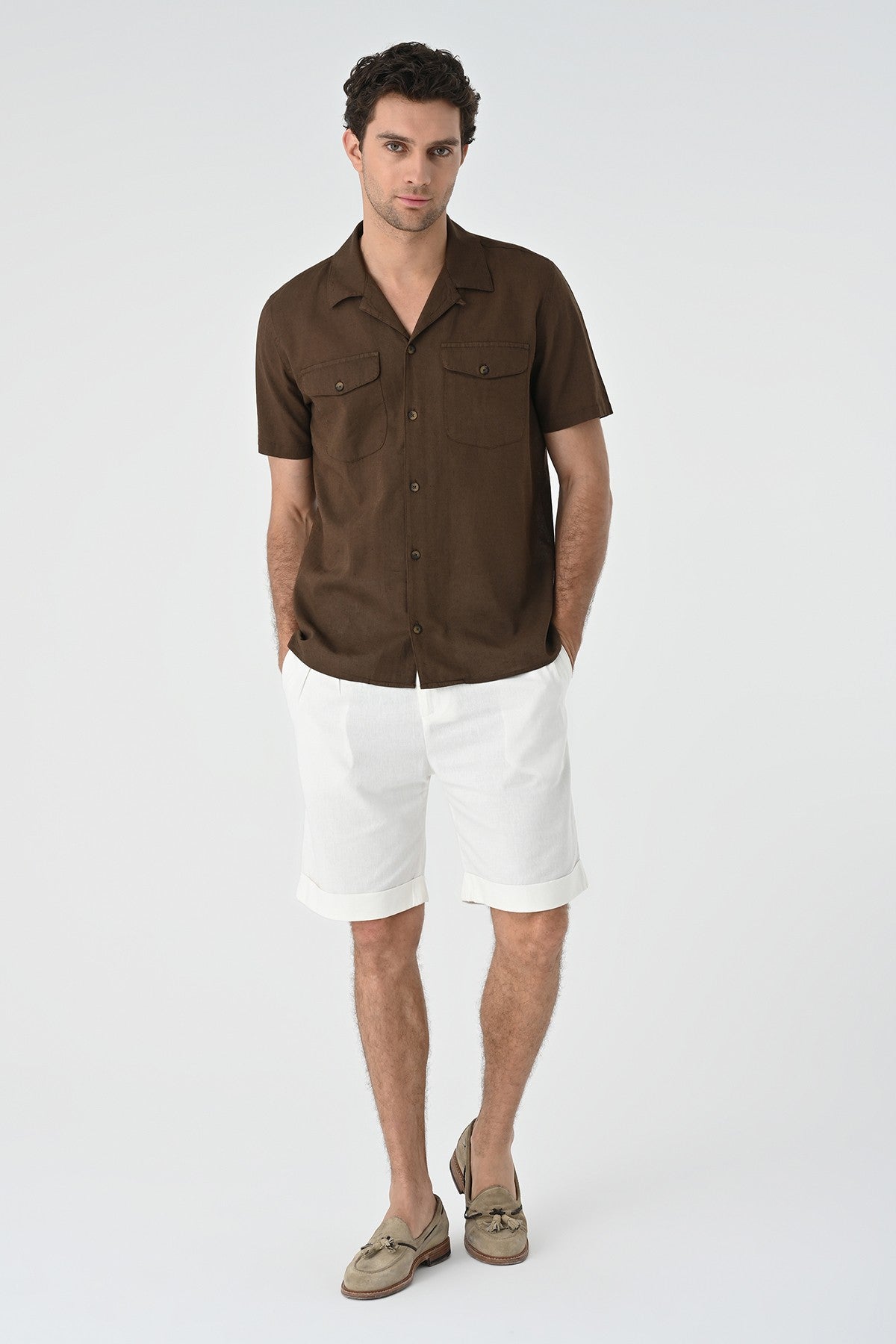 Men's Shirt with Apache Collar and Pocket Details