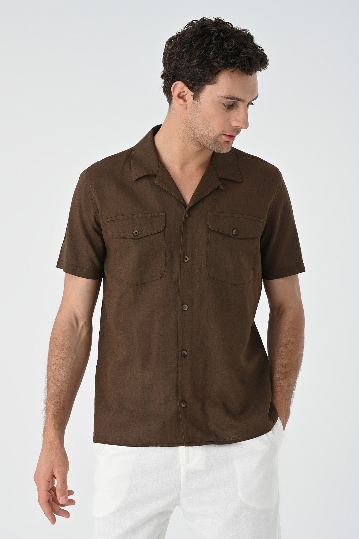 Men's Shirt with Apache Collar and Pocket Details