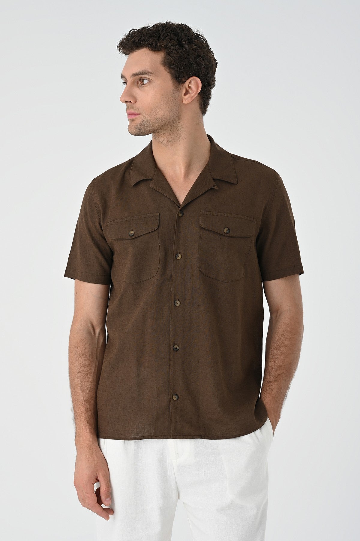 Men's Shirt with Apache Collar and Pocket Details
