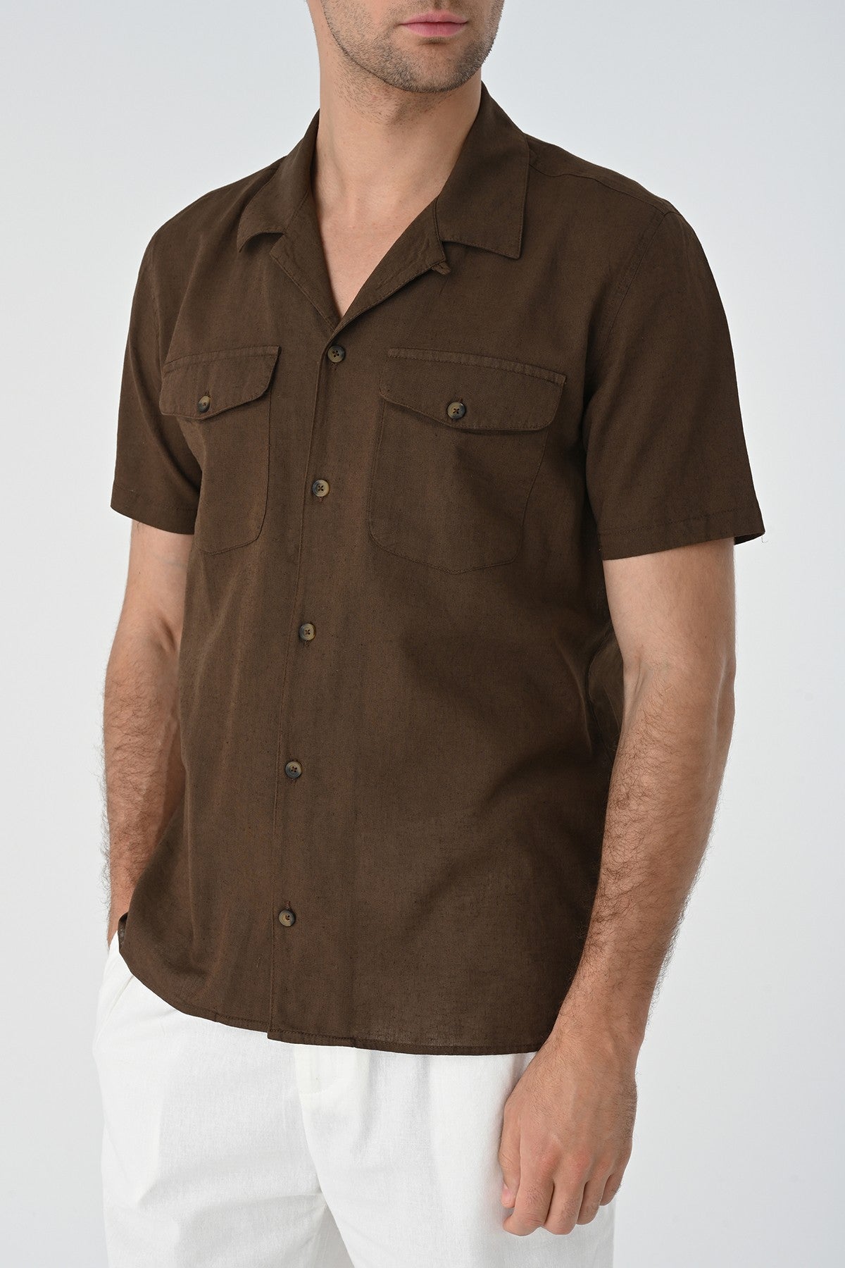 Men's Shirt with Apache Collar and Pocket Details