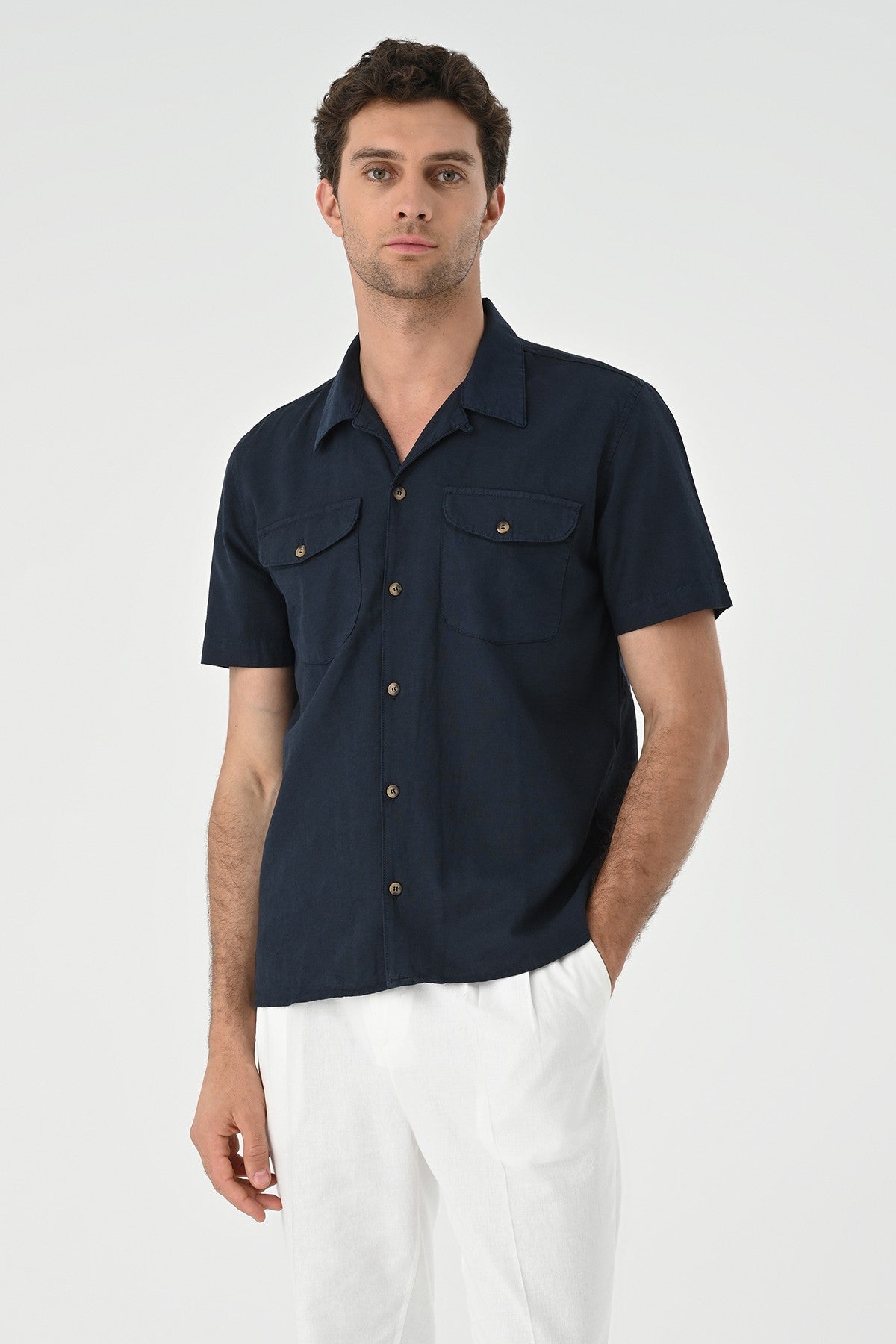 Men's Shirt with Apache Collar and Pocket Details
