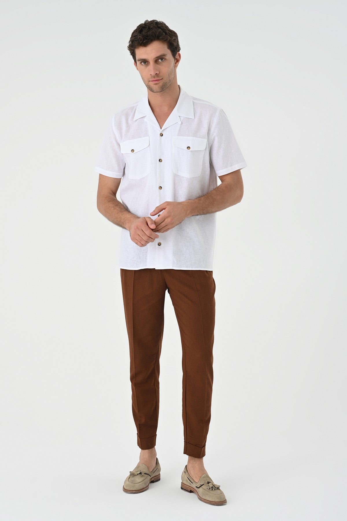 Men's Shirt with Apache Collar and Pocket Details