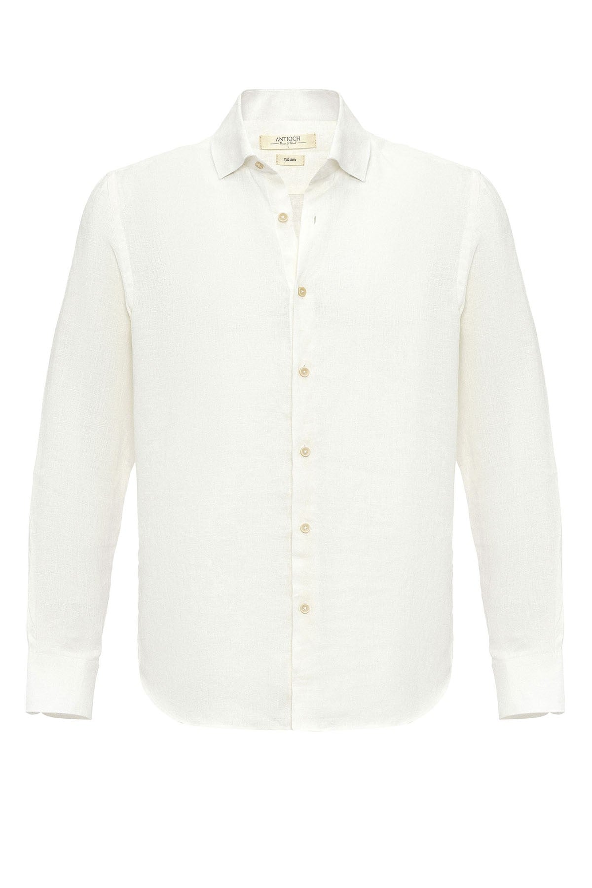 Men's 100% Linen Shirt with an Antioch Collar and Button Detail