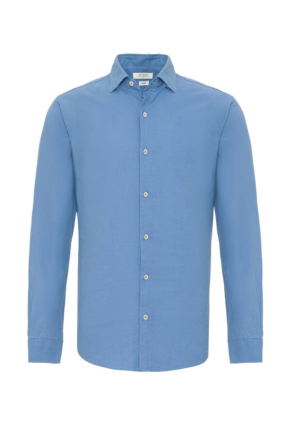 Men's 100% Linen Shirt with an Antioch Collar and Button Detail