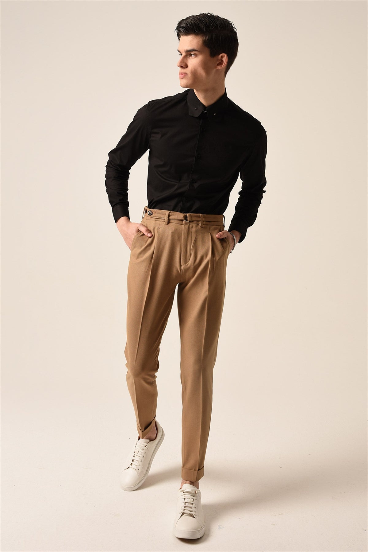 Antioch High-Waisted Pleated Pants