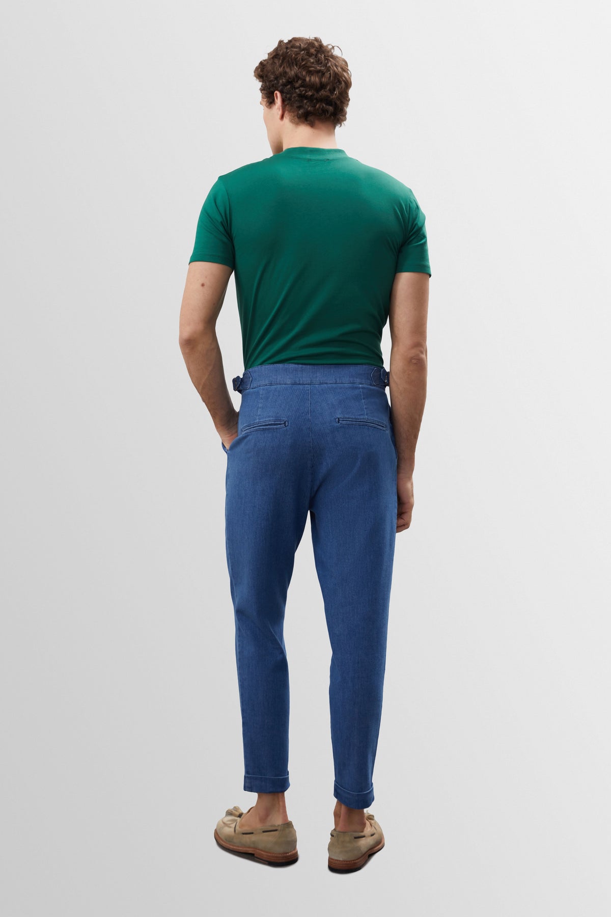 Antioch High-Waisted (Boyfriend) Jeans with Side-Buckle Belt and Pleated Details