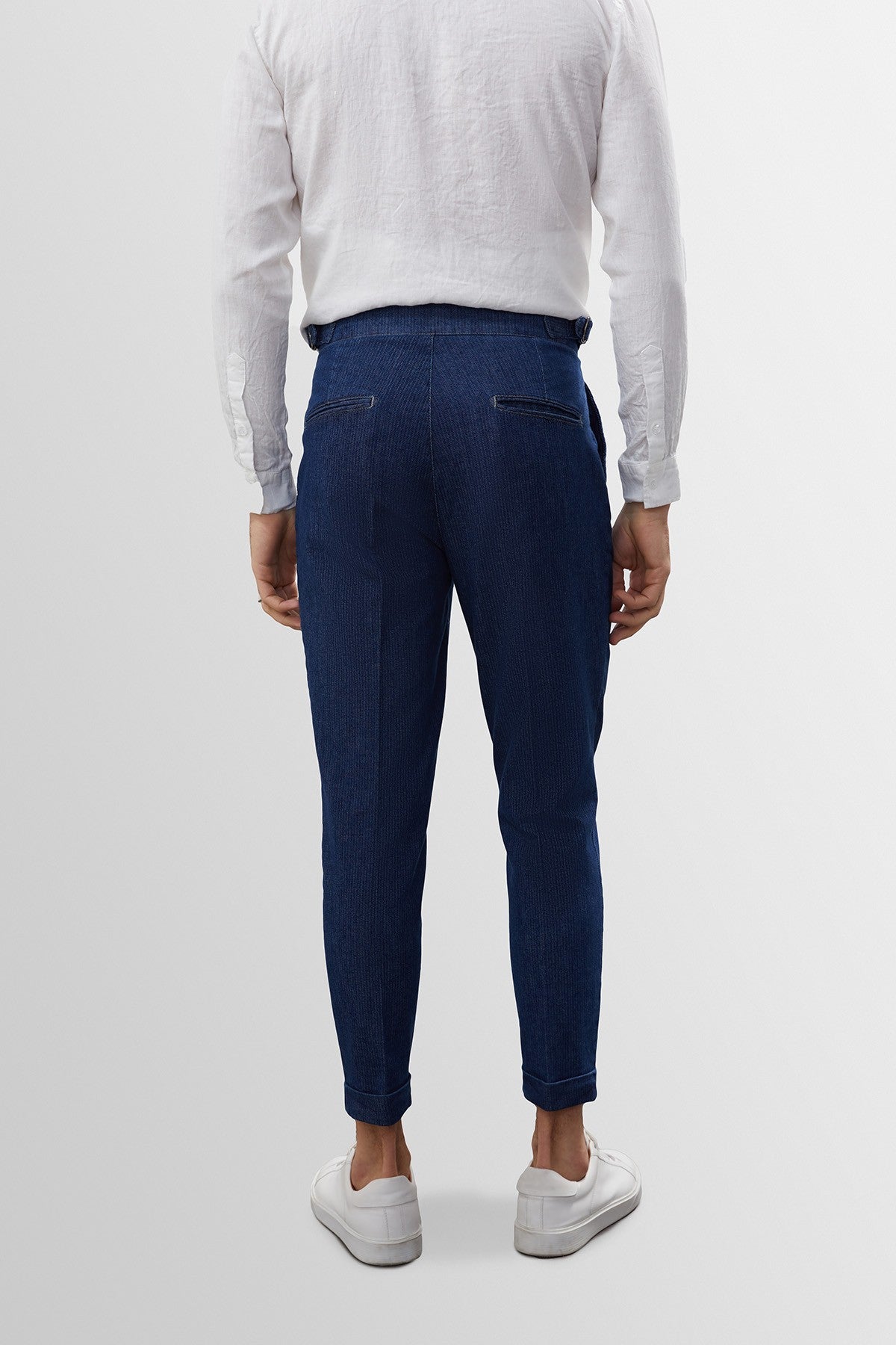 Antioch High-Waisted (Boyfriend) Jeans with Side-Buckle Belt and Pleated Details