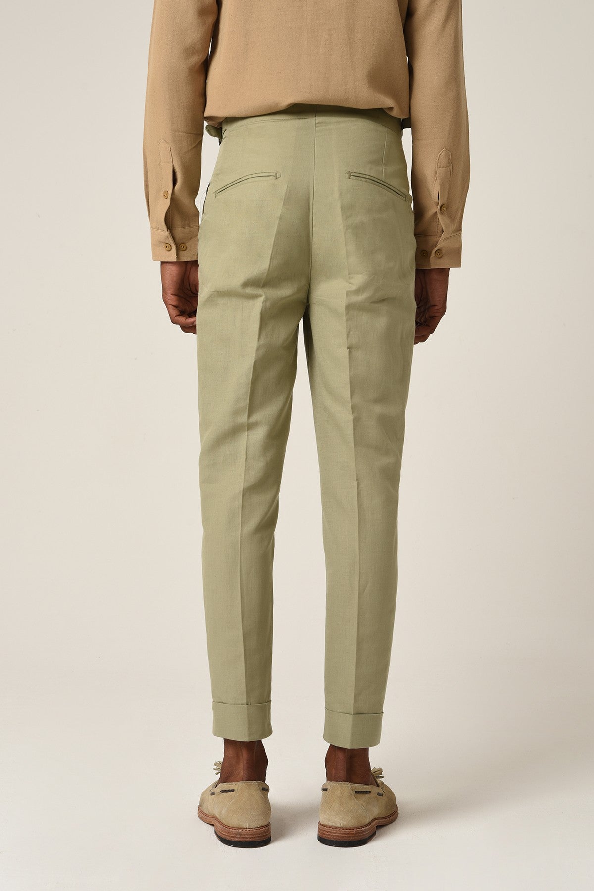 Antioch High-Waisted Belted Pleated Linen Pants