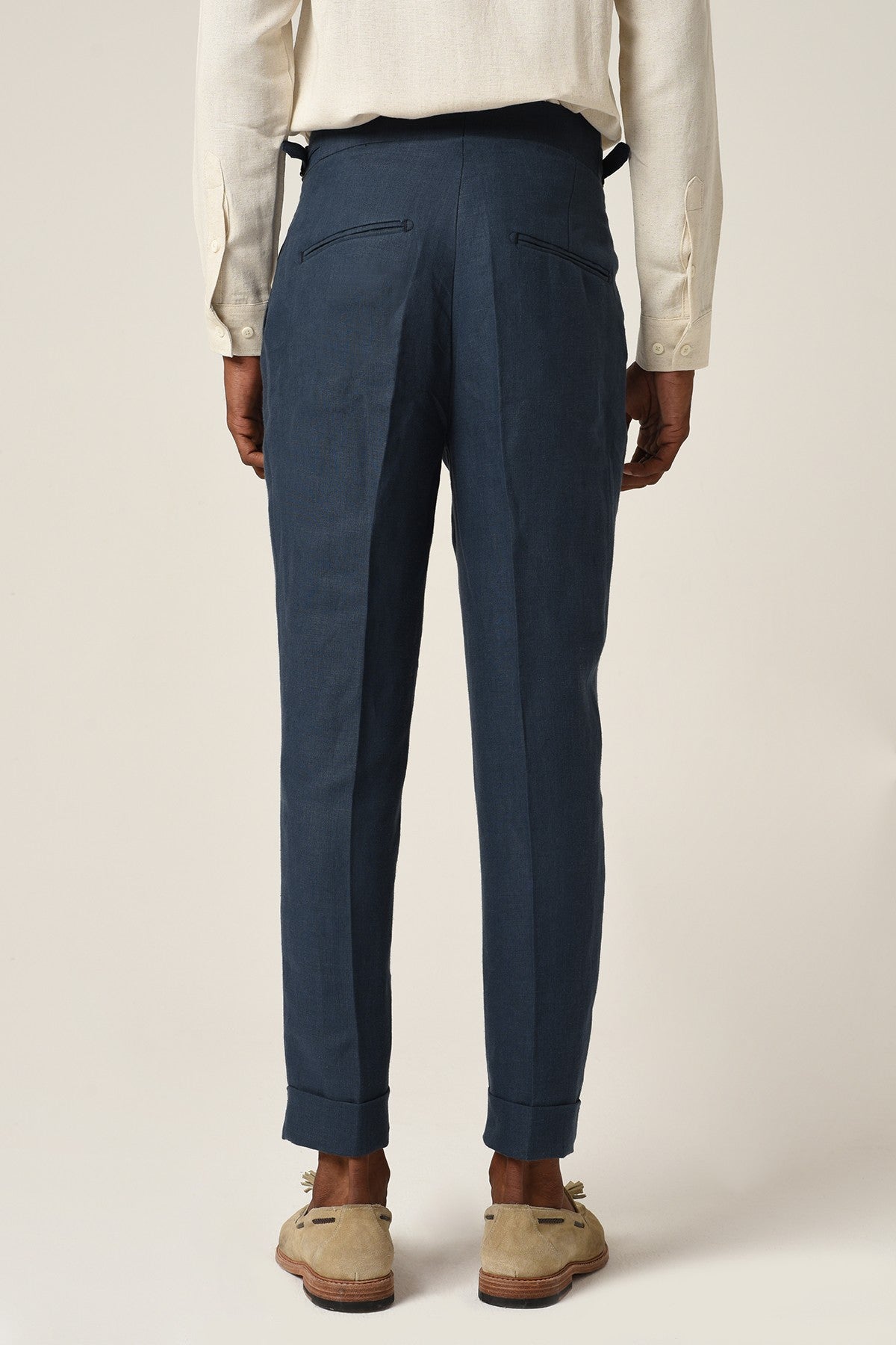 Antioch High-Waisted Belted Pleated Linen Pants