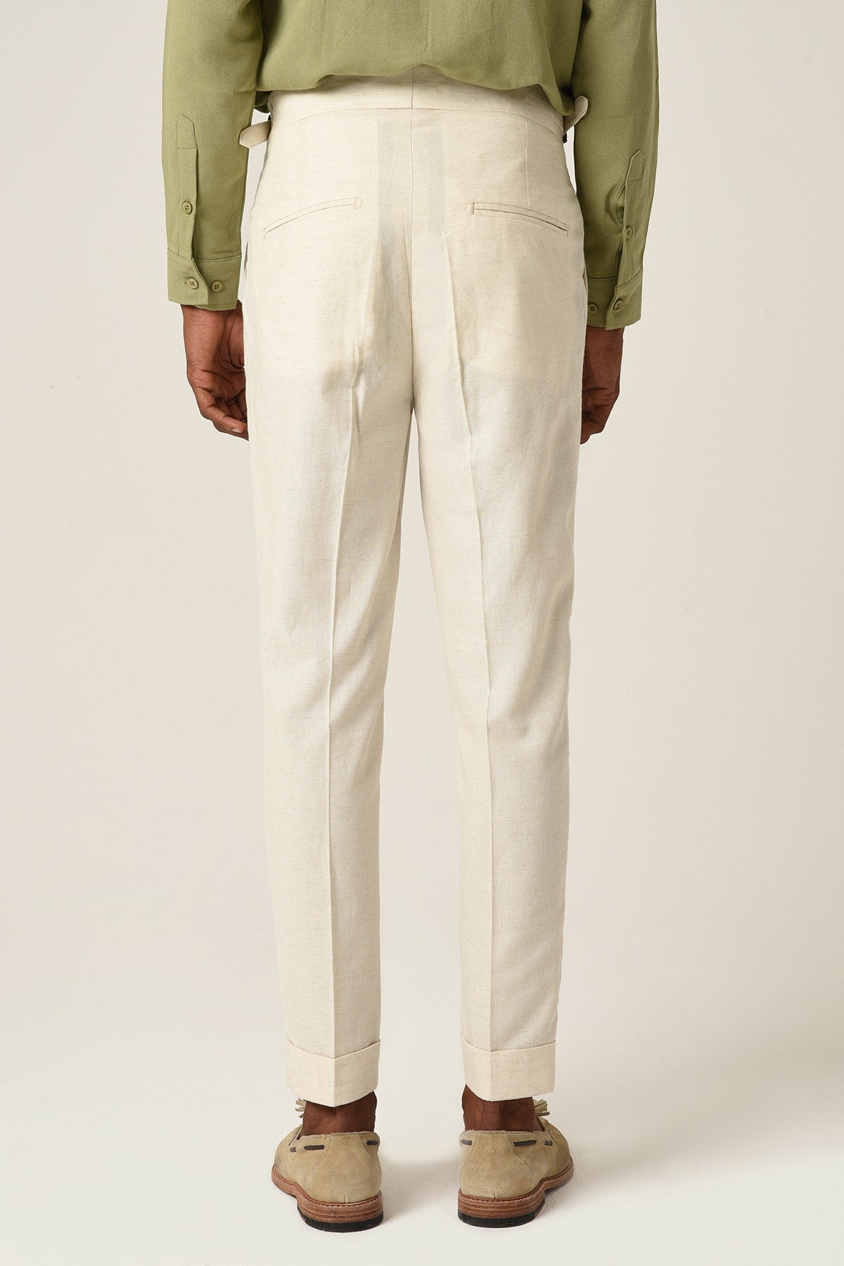 Antioch High-Waisted Belted Pleated Linen Pants
