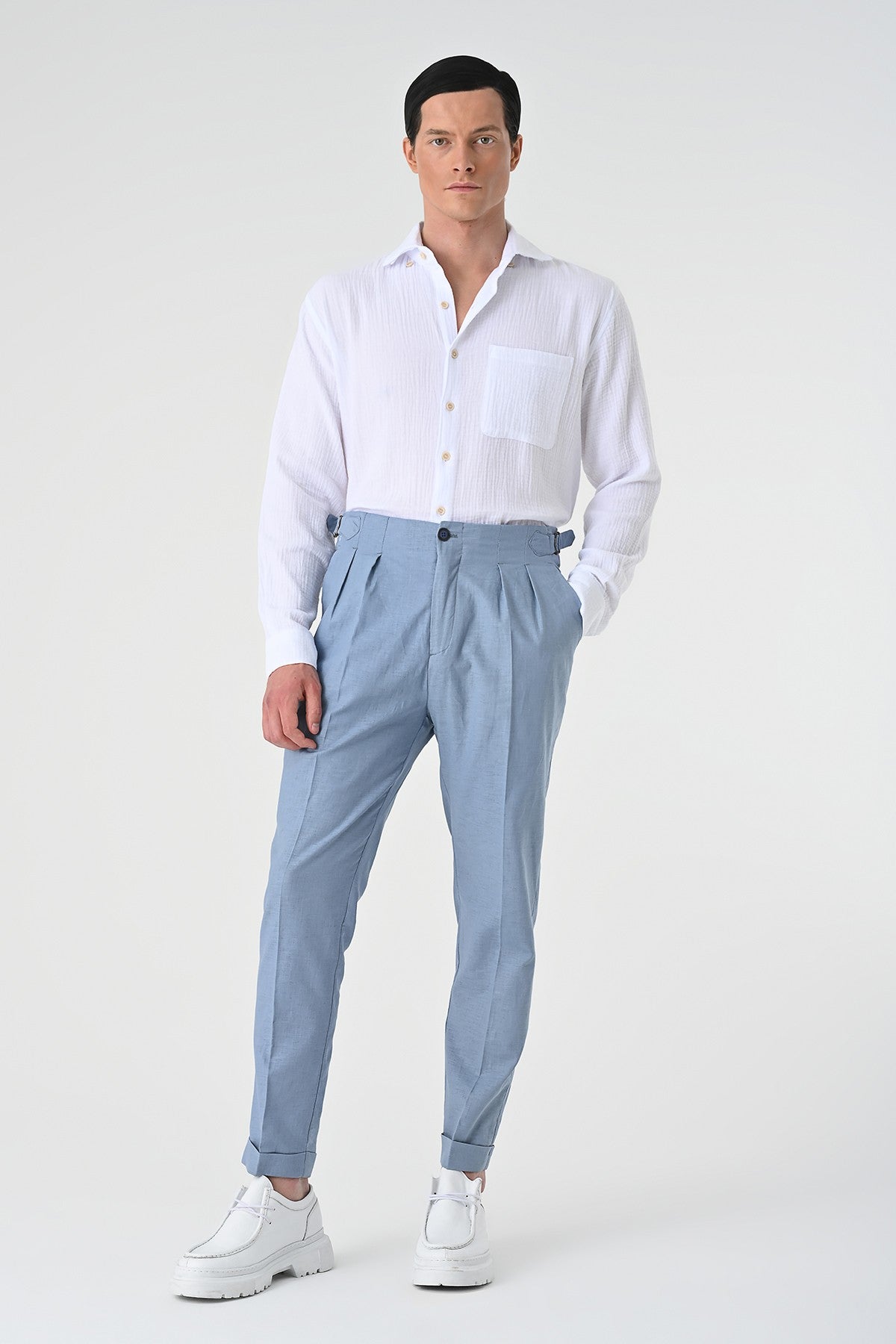 Antioch High-Waisted Pleated Linen Men's Pants